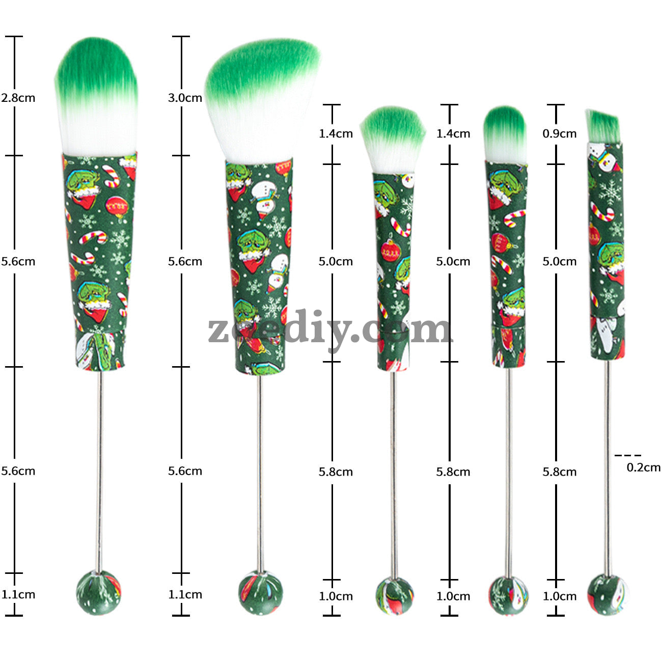 Metal Beadable Halloween Printed Makeup Brushes（Five In A Set）