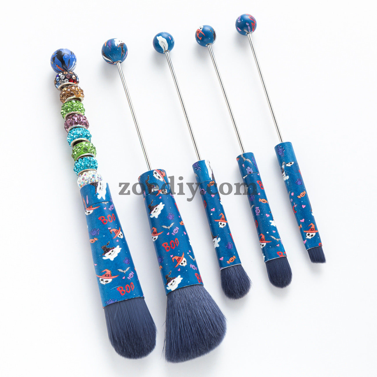 Metal Beadable Halloween Printed Makeup Brushes（Five In A Set）