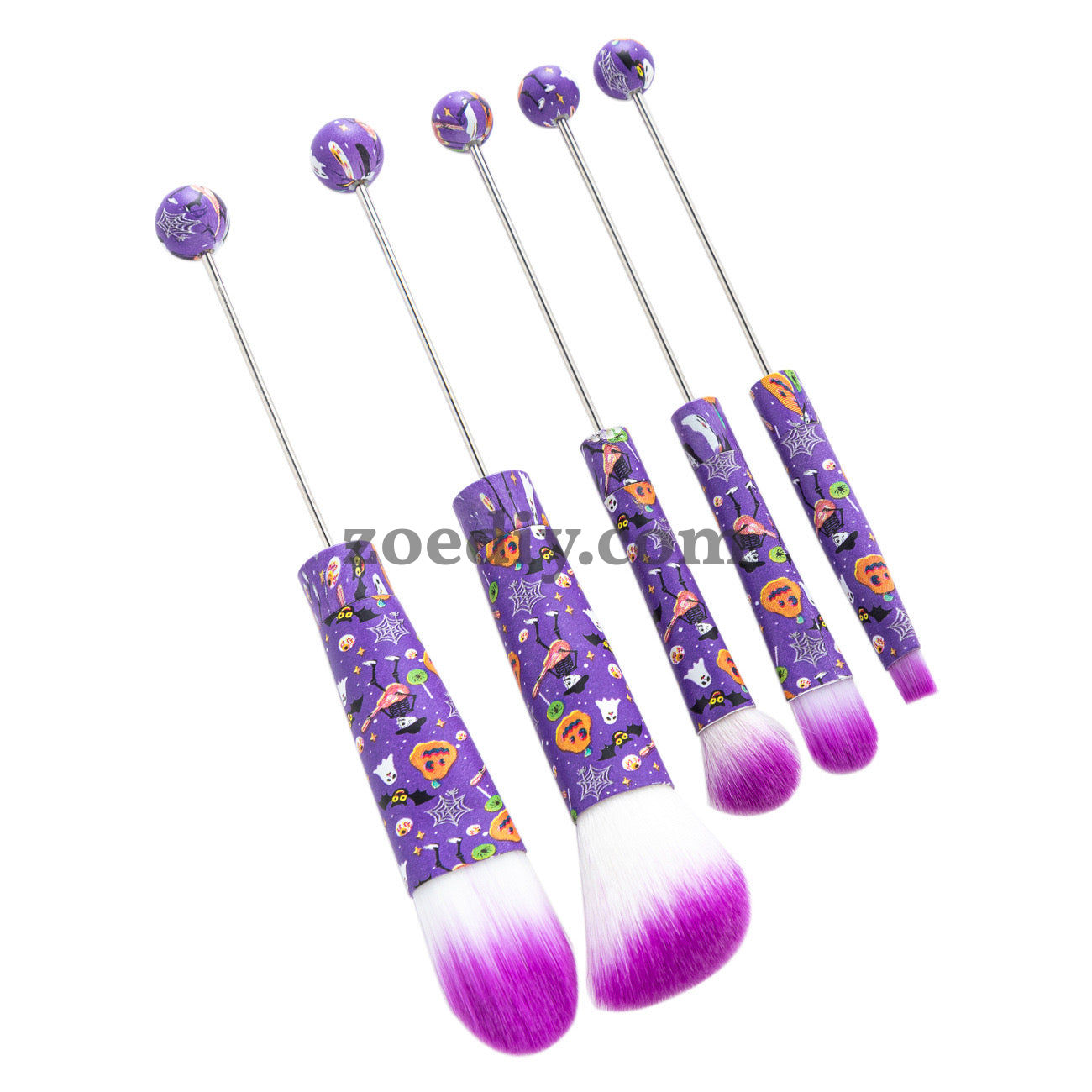 Metal Beadable Halloween Printed Makeup Brushes（Five In A Set）