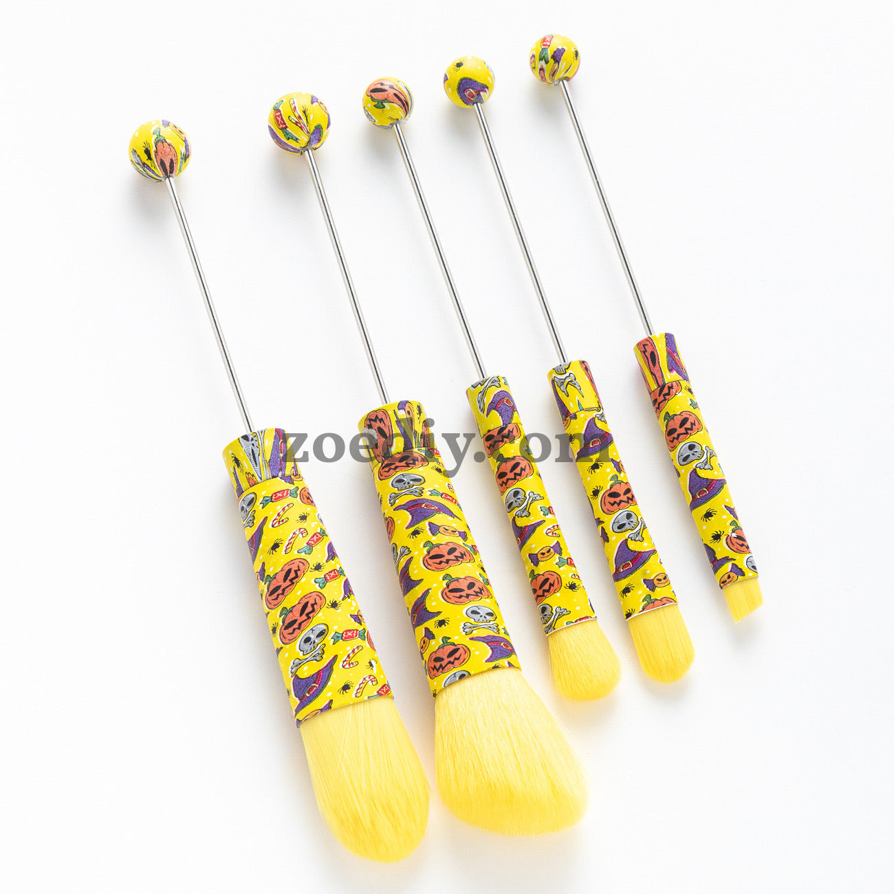 Metal Beadable Halloween Printed Makeup Brushes（Five In A Set）