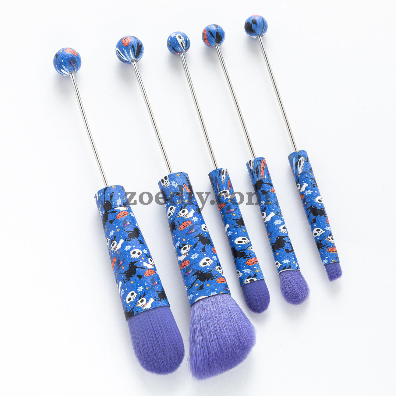 Metal Beadable Halloween Printed Makeup Brushes（Five In A Set）