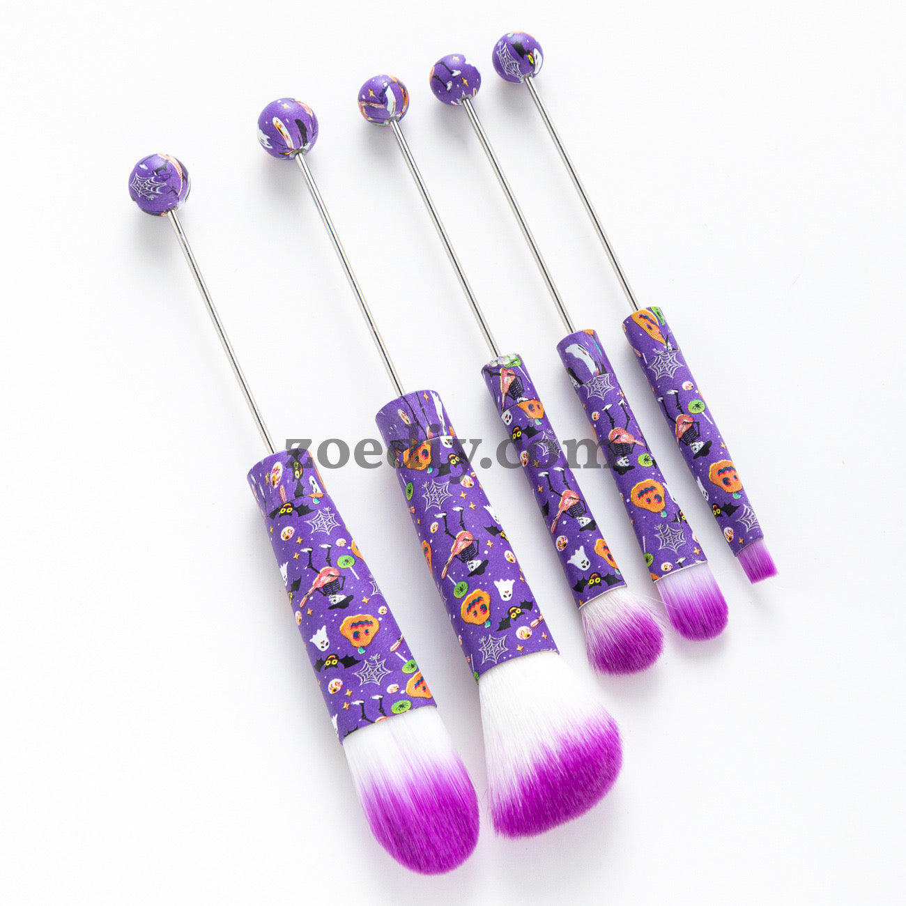 Metal Beadable Halloween Printed Makeup Brushes（Five In A Set）