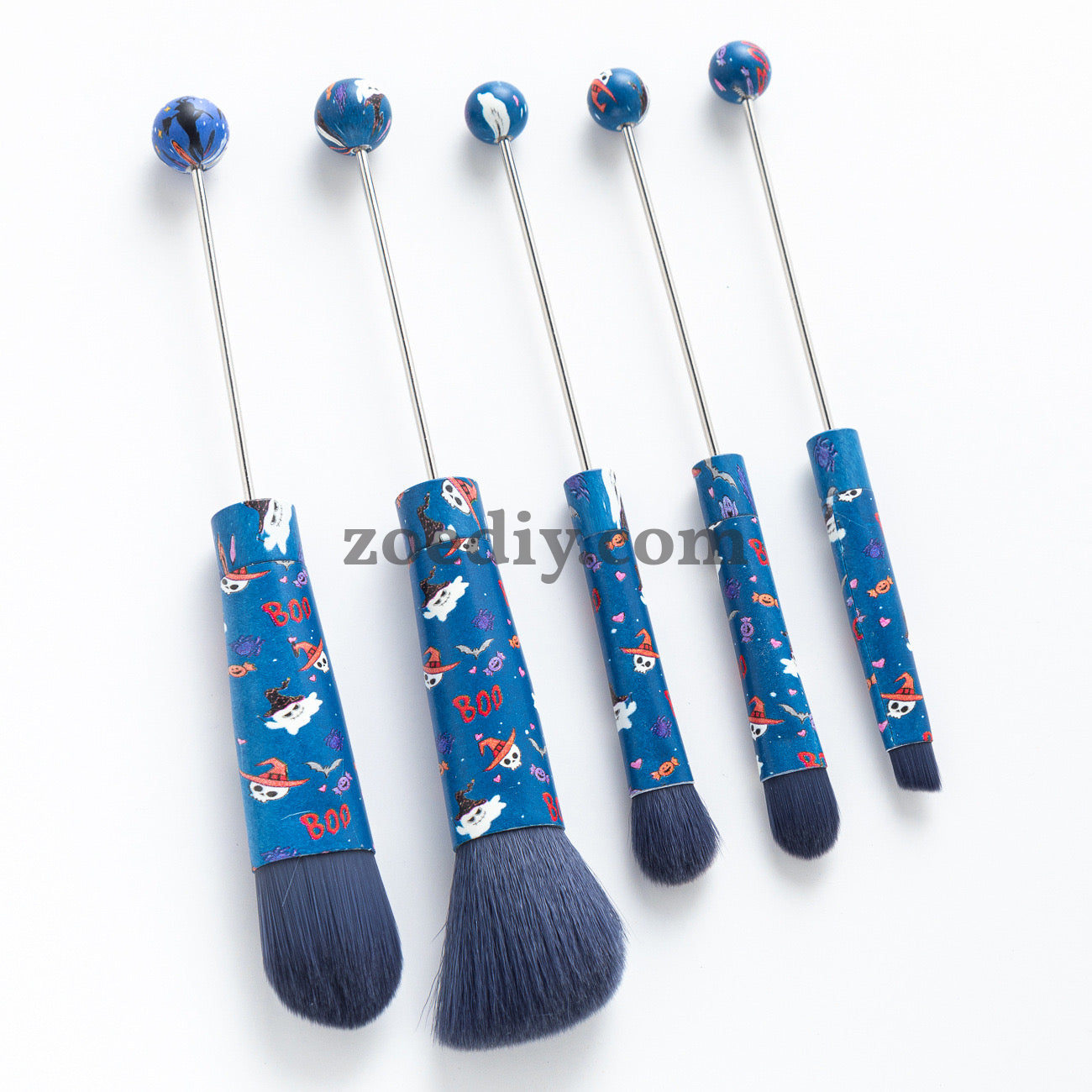 Metal Beadable Halloween Printed Makeup Brushes（Five In A Set）