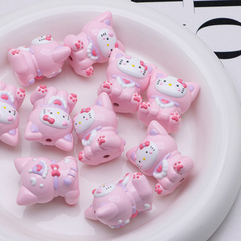 FS5148- Hk Set Down Sit Posture Kitty Hand Painted Beads