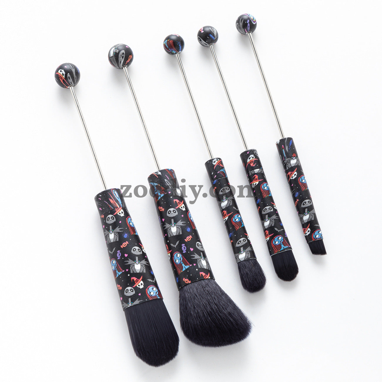 Metal Beadable Halloween Printed Makeup Brushes（Five In A Set）