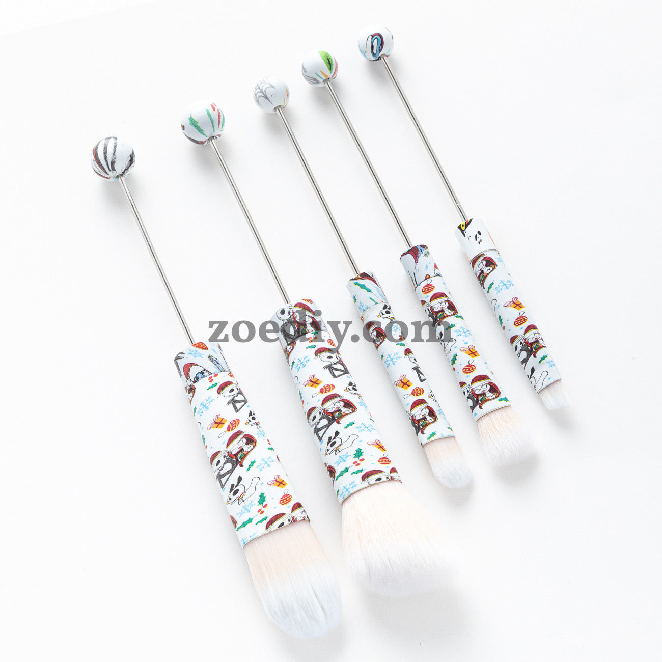 Metal Beadable Halloween Printed Makeup Brushes（Five In A Set）