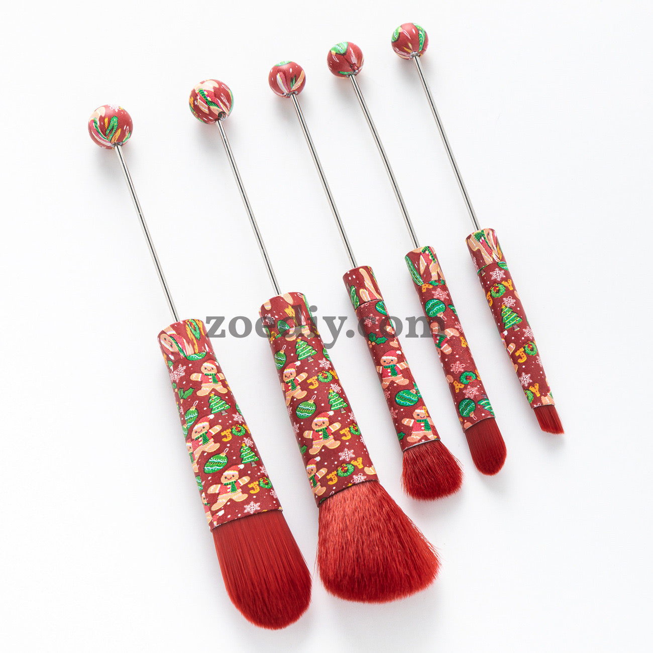 Metal Beadable Halloween Printed Makeup Brushes（Five In A Set）