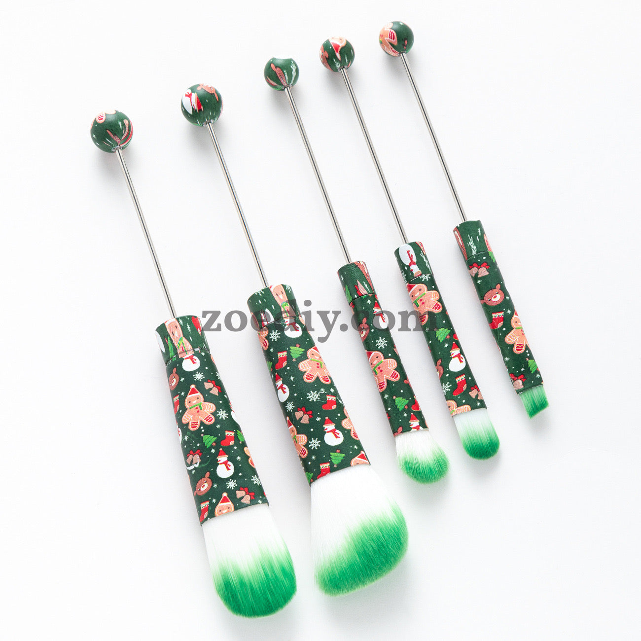 Metal Beadable Halloween Printed Makeup Brushes（Five In A Set）