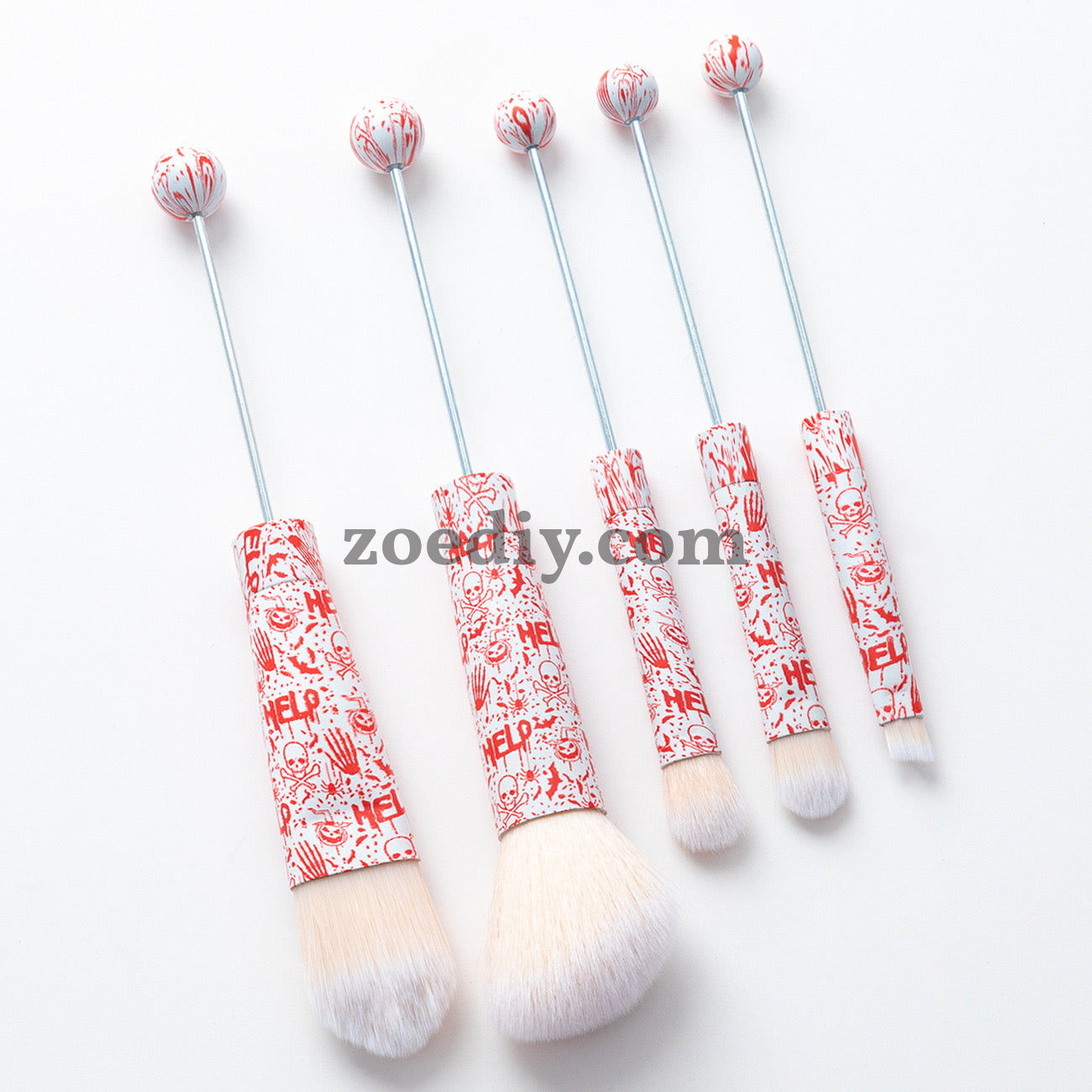 Metal Beadable Halloween Printed Makeup Brushes（Five In A Set）