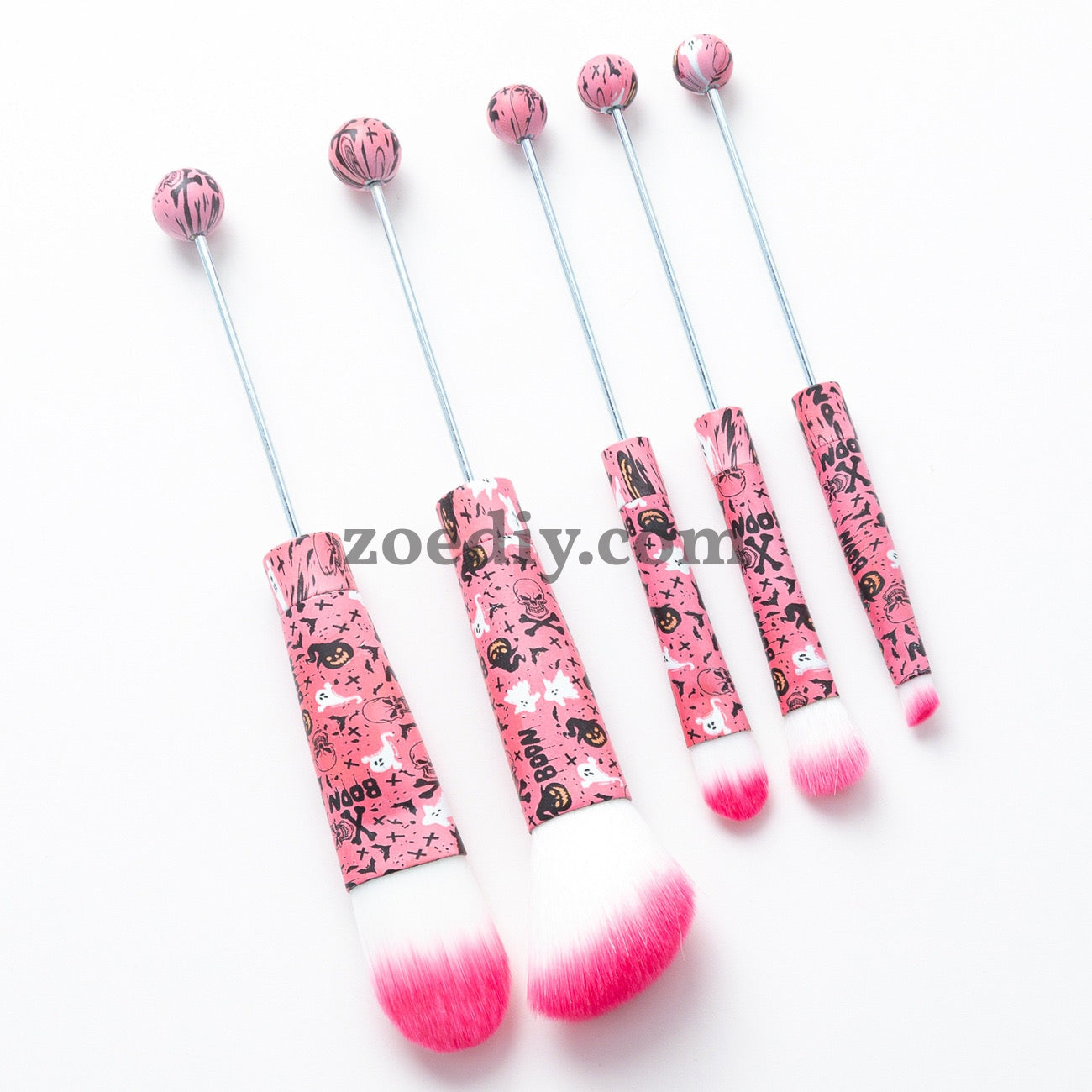 Metal Beadable Halloween Printed Makeup Brushes（Five In A Set）