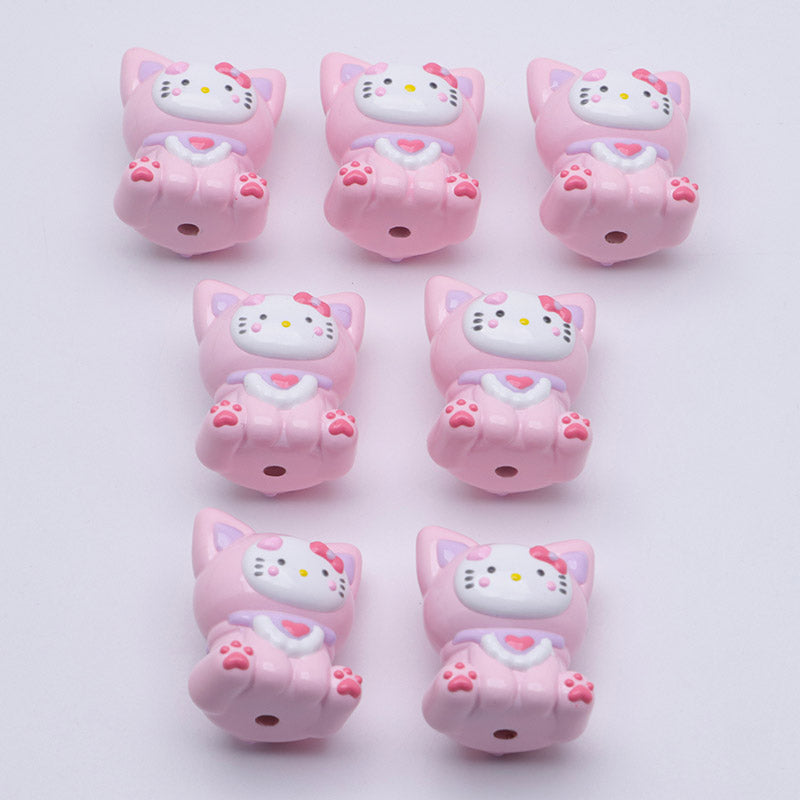FS5148- Hk Set Down Sit Posture Kitty Hand Painted Beads