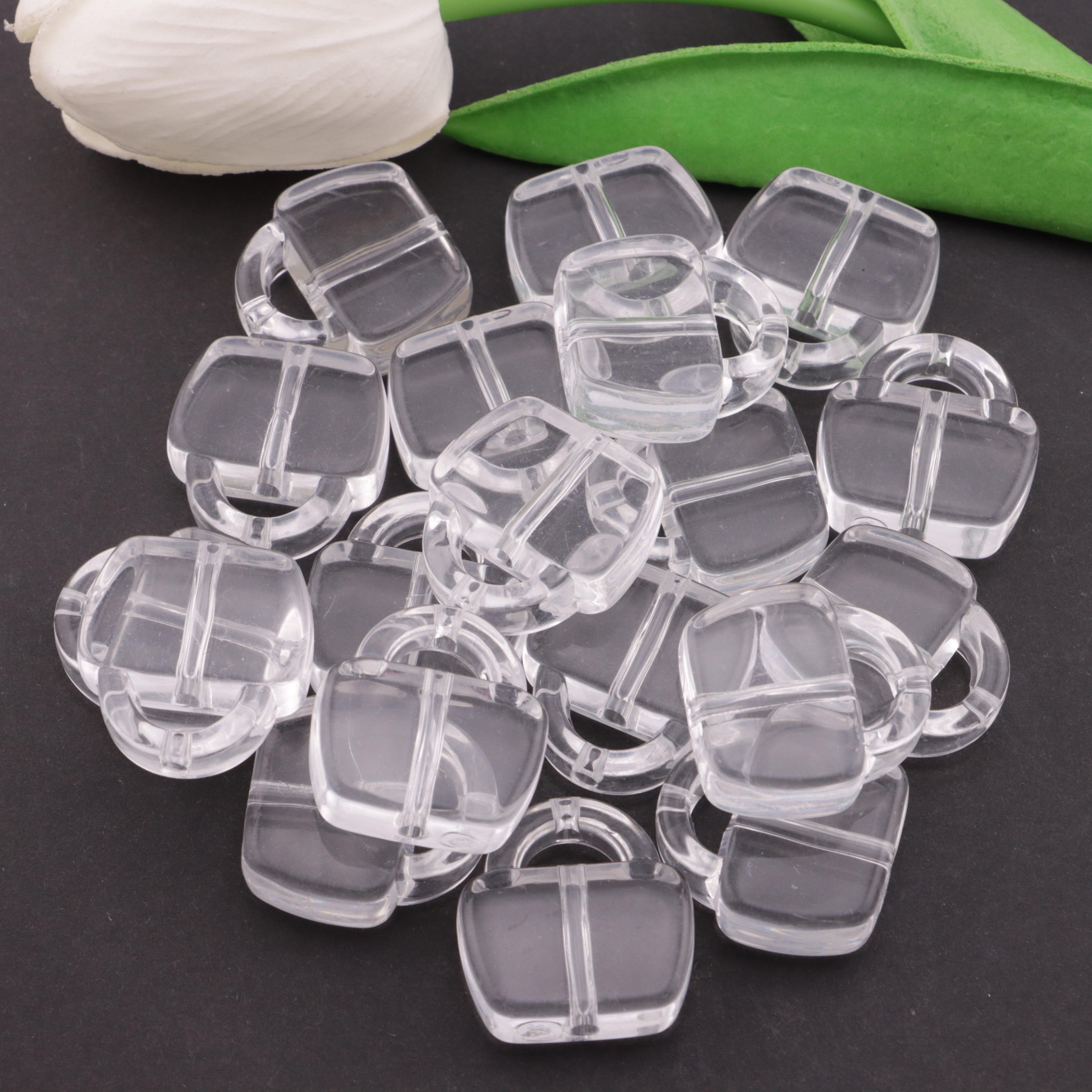 FS5932- 24*25mm Clear Bags Based Beads, 9mm Thickness, Fit For Pen