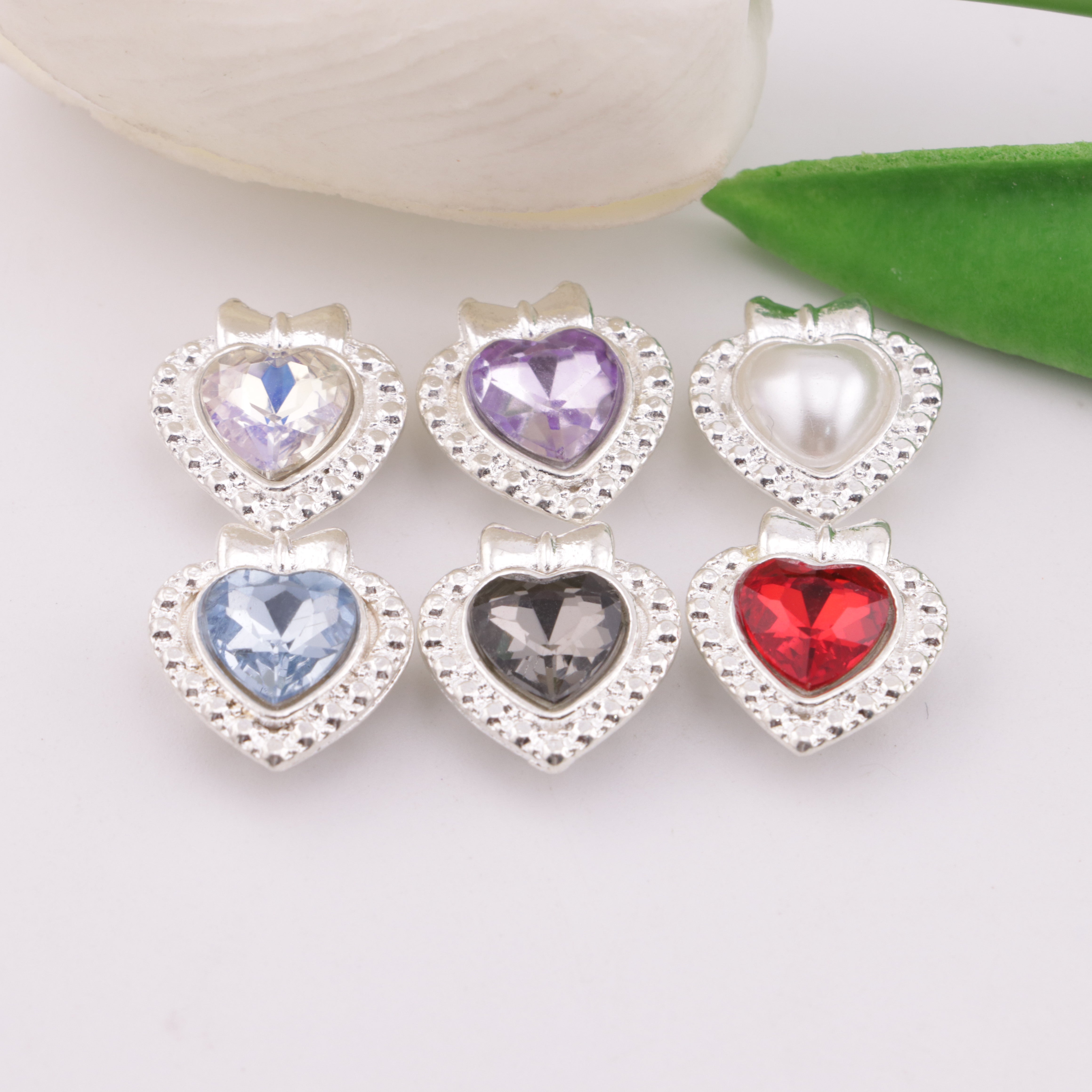 FS5930- 14*15mm Heart Bow Metal Beads, Bowknot Heart-shaped Metal Beads