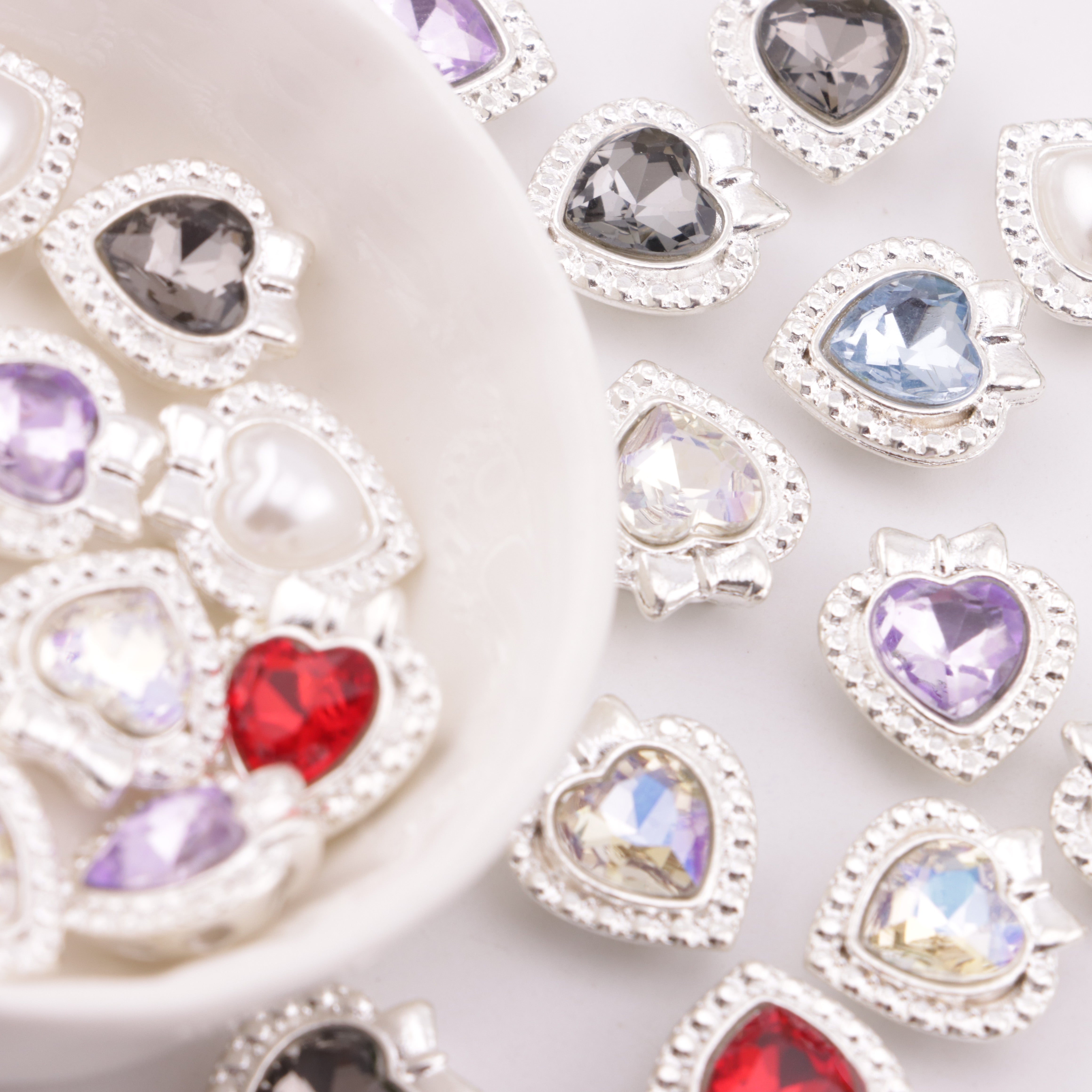 FS5930- 14*15mm Heart Bow Metal Beads, Bowknot Heart-shaped Metal Beads