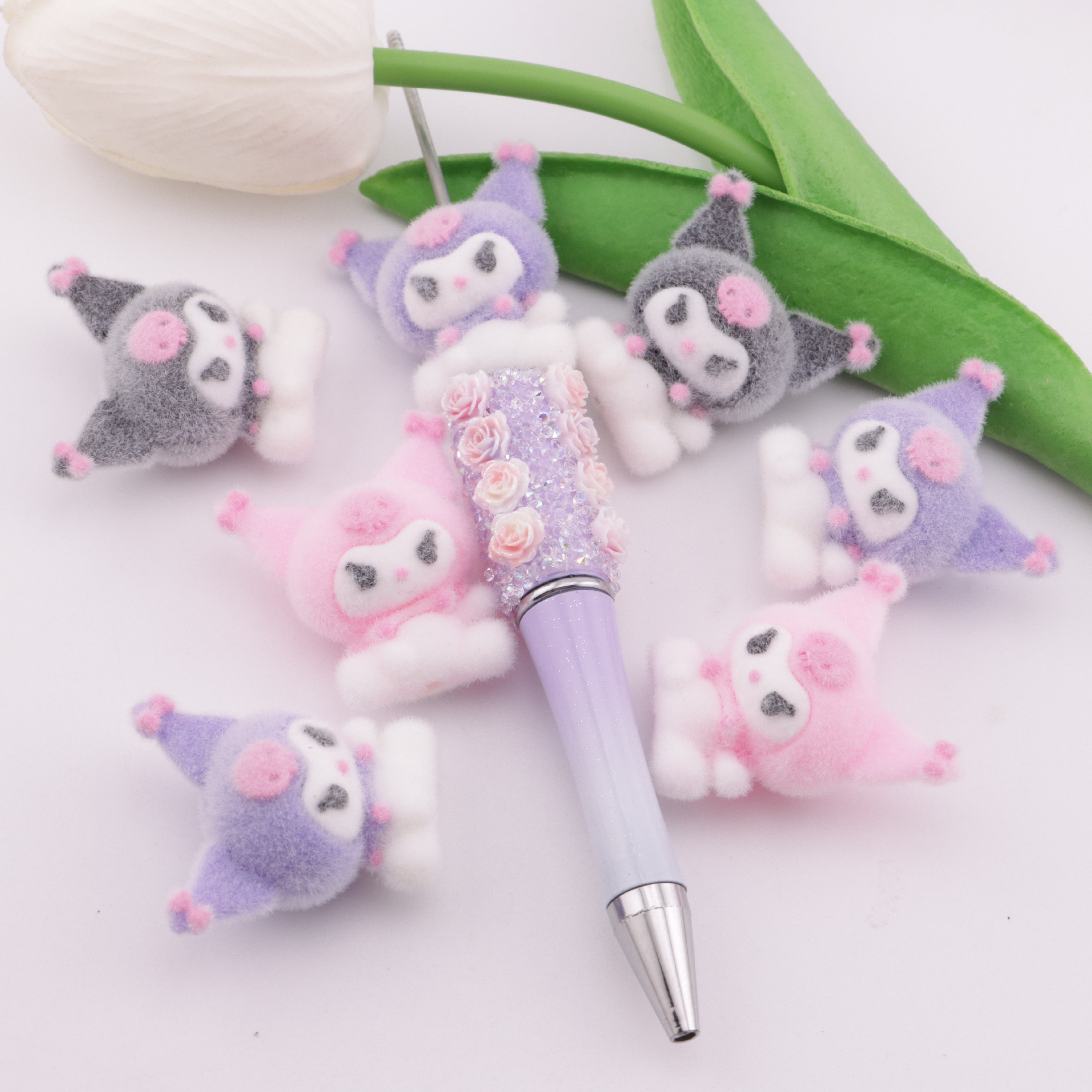 FS5919- Kuku Flocked Beads Flocked Kuromi Beads