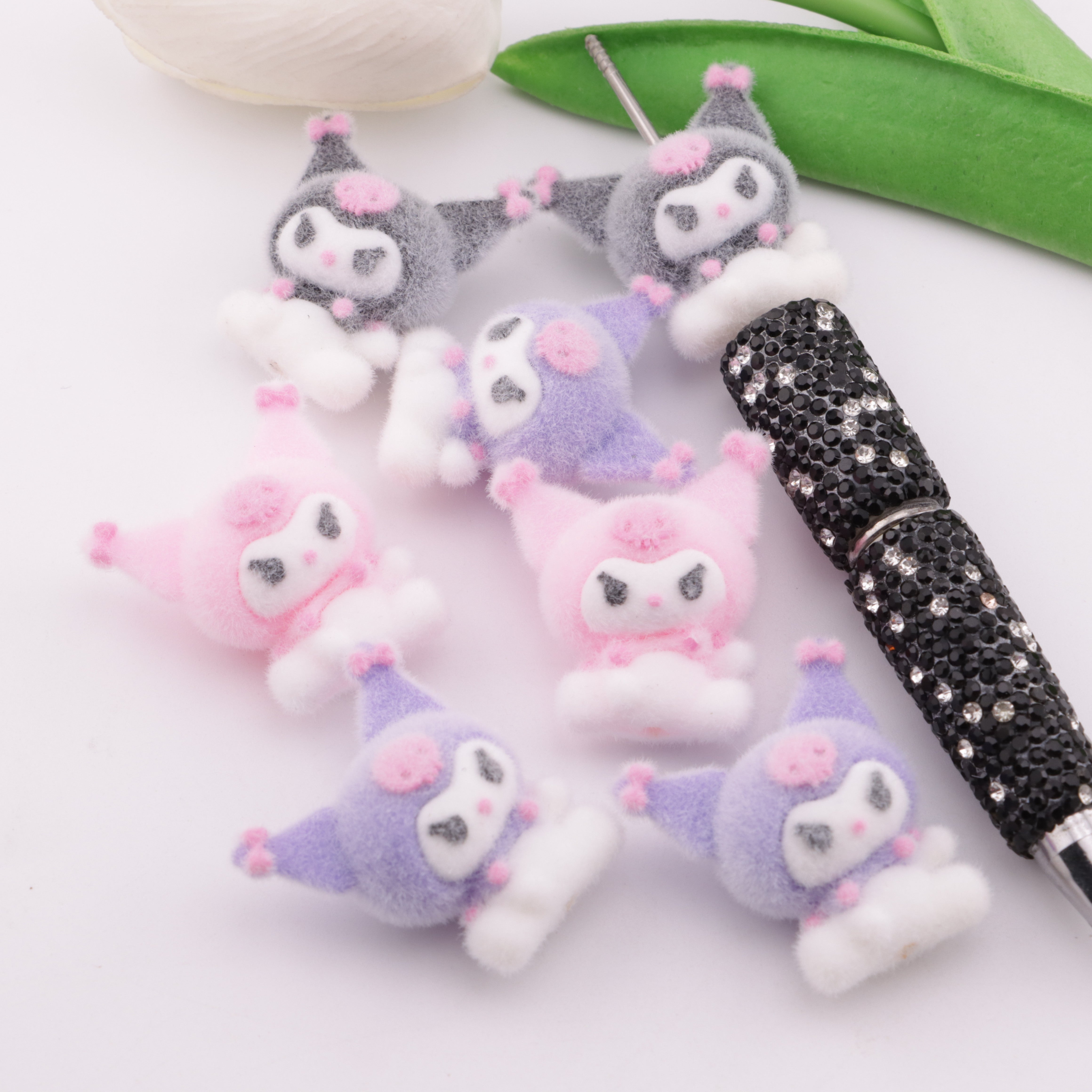 FS5919- Kuku Flocked Beads Flocked Kuromi Beads
