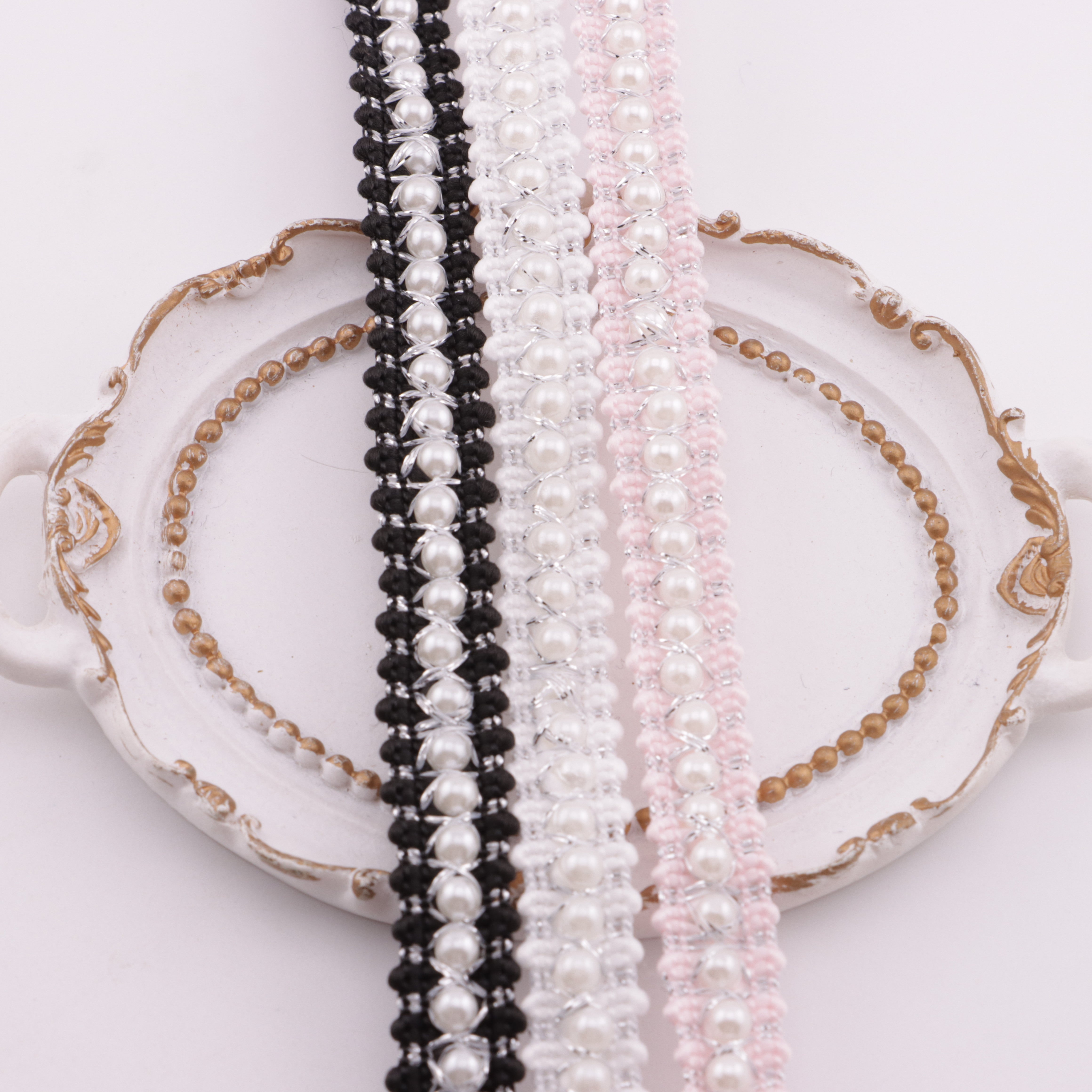 FS5925- About 11mm Width, Pearl Chain Ribbon