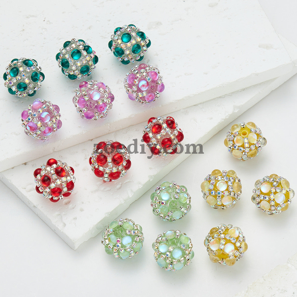 FS0366-16MM Mixed Color Pearl Full Diamond Mermaid Glass Beads Fit For Beadable Pens