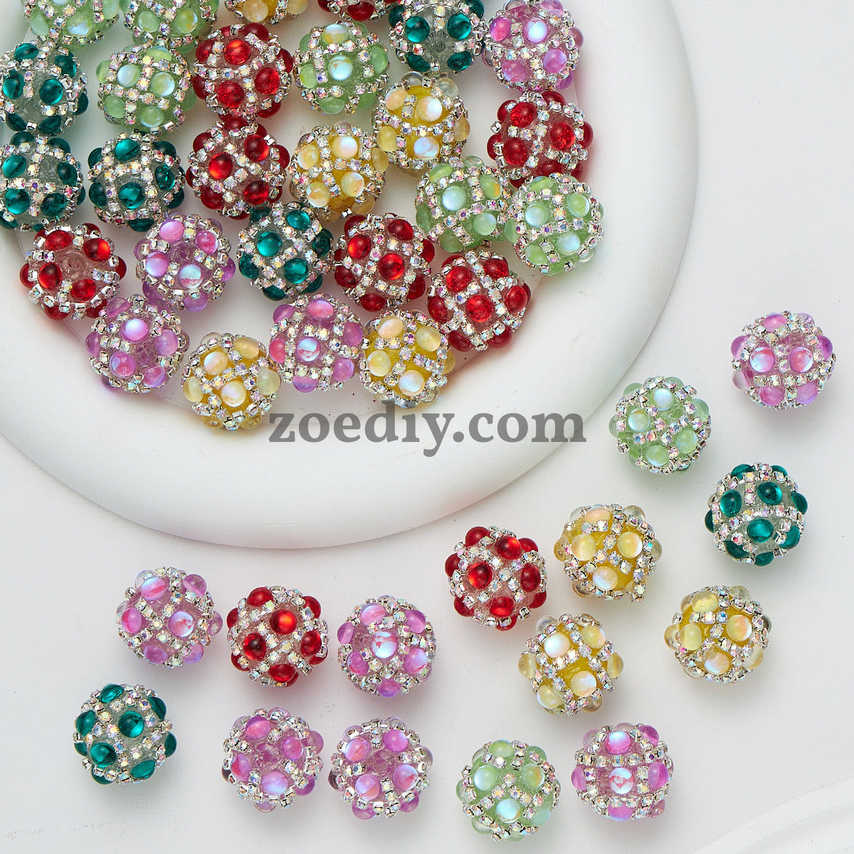 FS0366-16MM Mixed Color Pearl Full Diamond Mermaid Glass Beads Fit For Beadable Pens