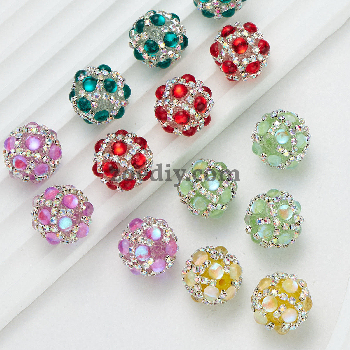 FS0366-16MM Mixed Color Pearl Full Diamond Mermaid Glass Beads Fit For Beadable Pens