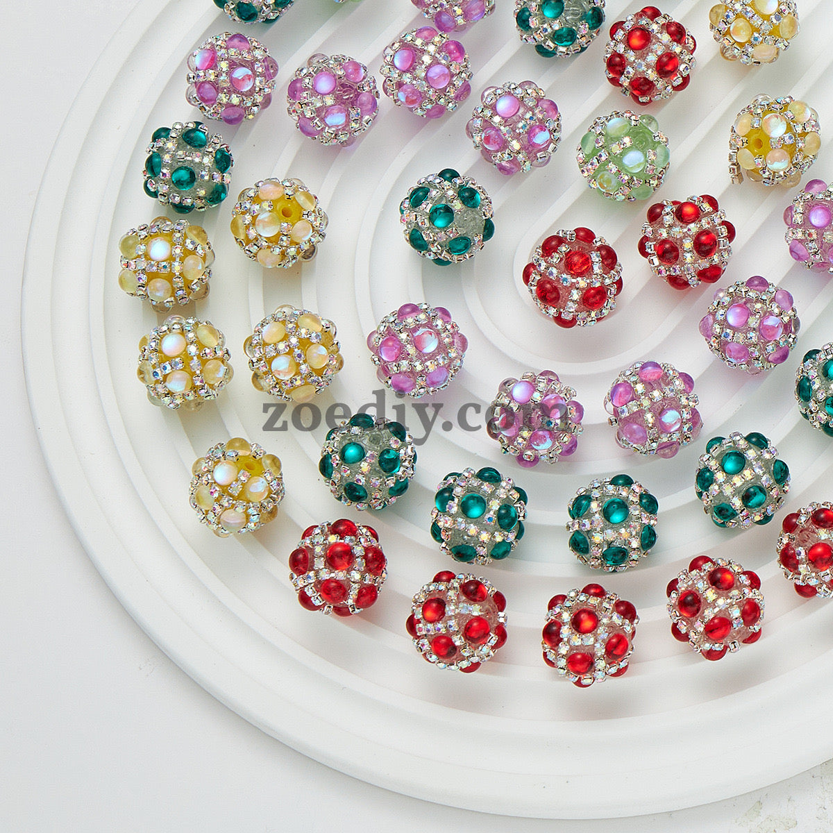 FS0366-16MM Mixed Color Pearl Full Diamond Mermaid Glass Beads Fit For Beadable Pens