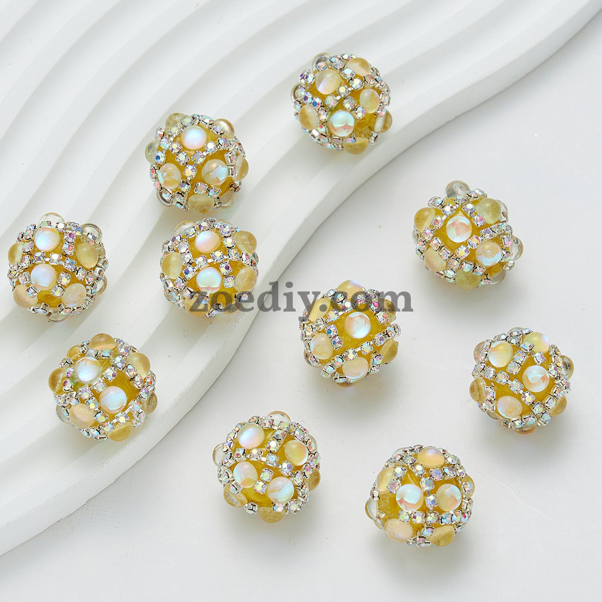 FS0366-16MM Mixed Color Pearl Full Diamond Mermaid Glass Beads Fit For Beadable Pens