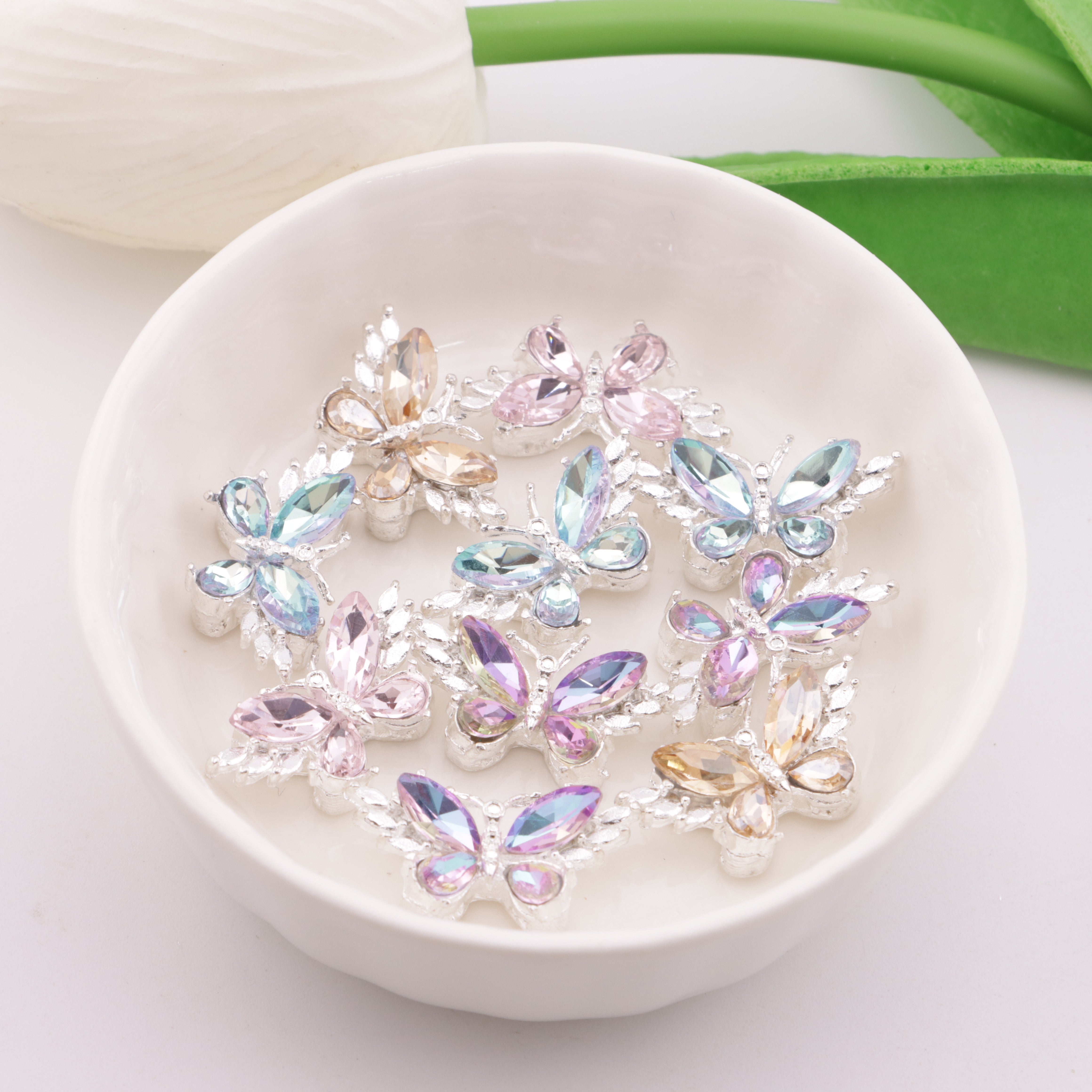 FS5225- 12*22mm Butterfly 4 Hole Metal Beads Fit For Pen