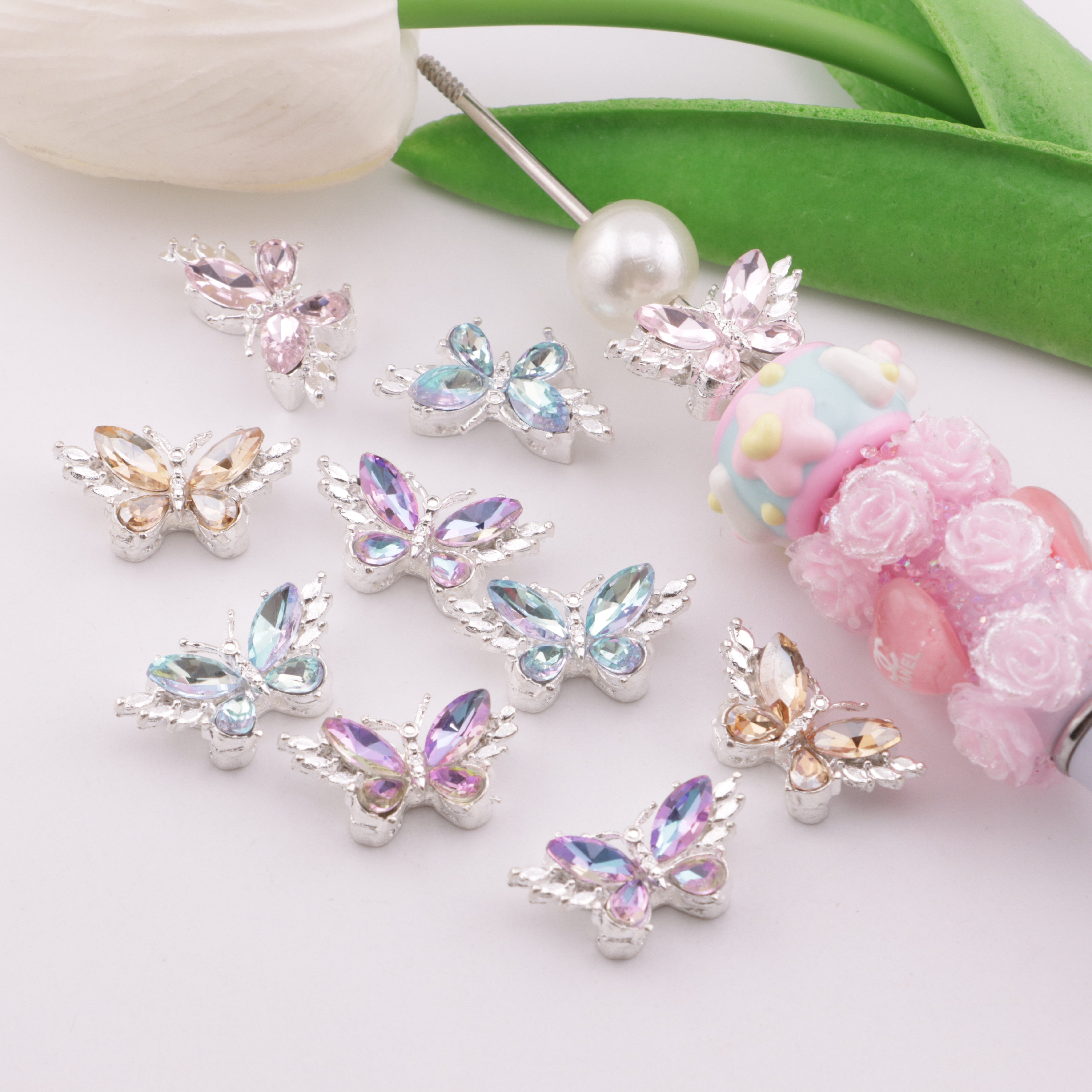 FS5225- 12*22mm Butterfly 4 Hole Metal Beads Fit For Pen