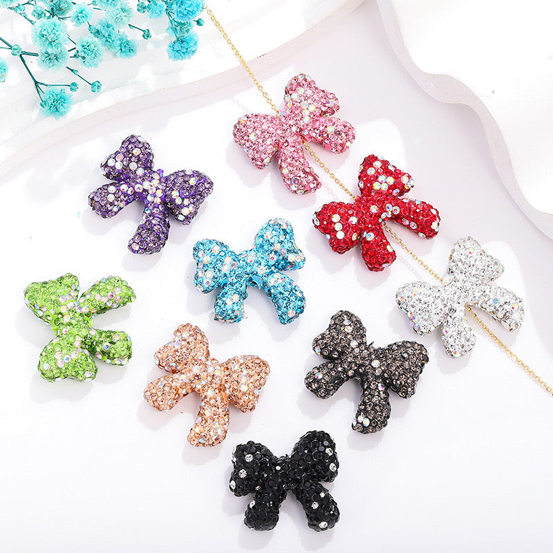 Mixed Color Rhinestone Bow Clay Beads Fit For Beadable Pens