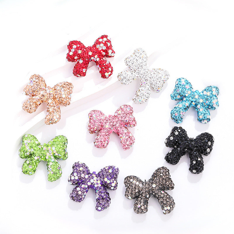 Mixed Color Rhinestone Bow Clay Beads Fit For Beadable Pens