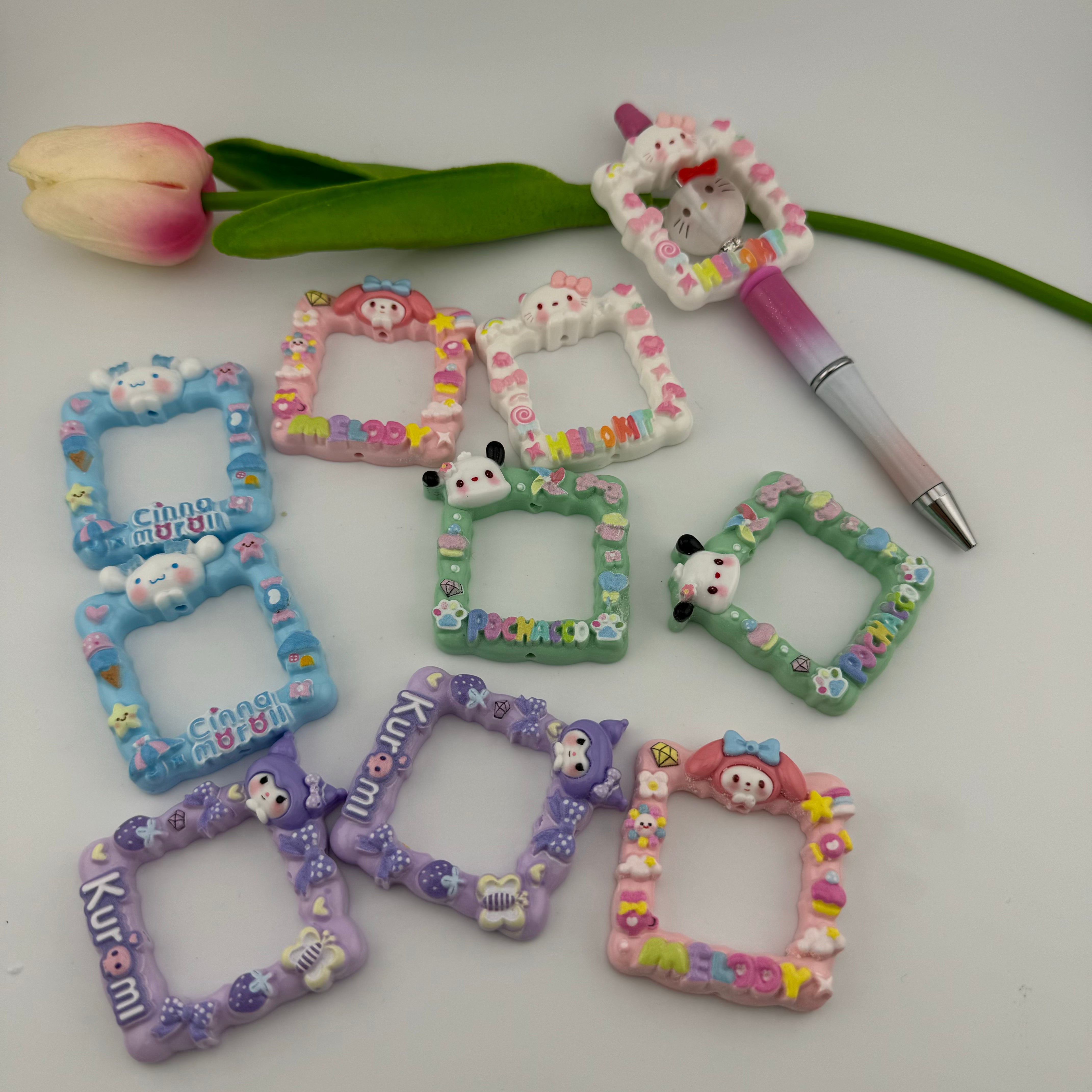 Mixed Sanrio Resin Bead Frame Fit For Beadable Pens