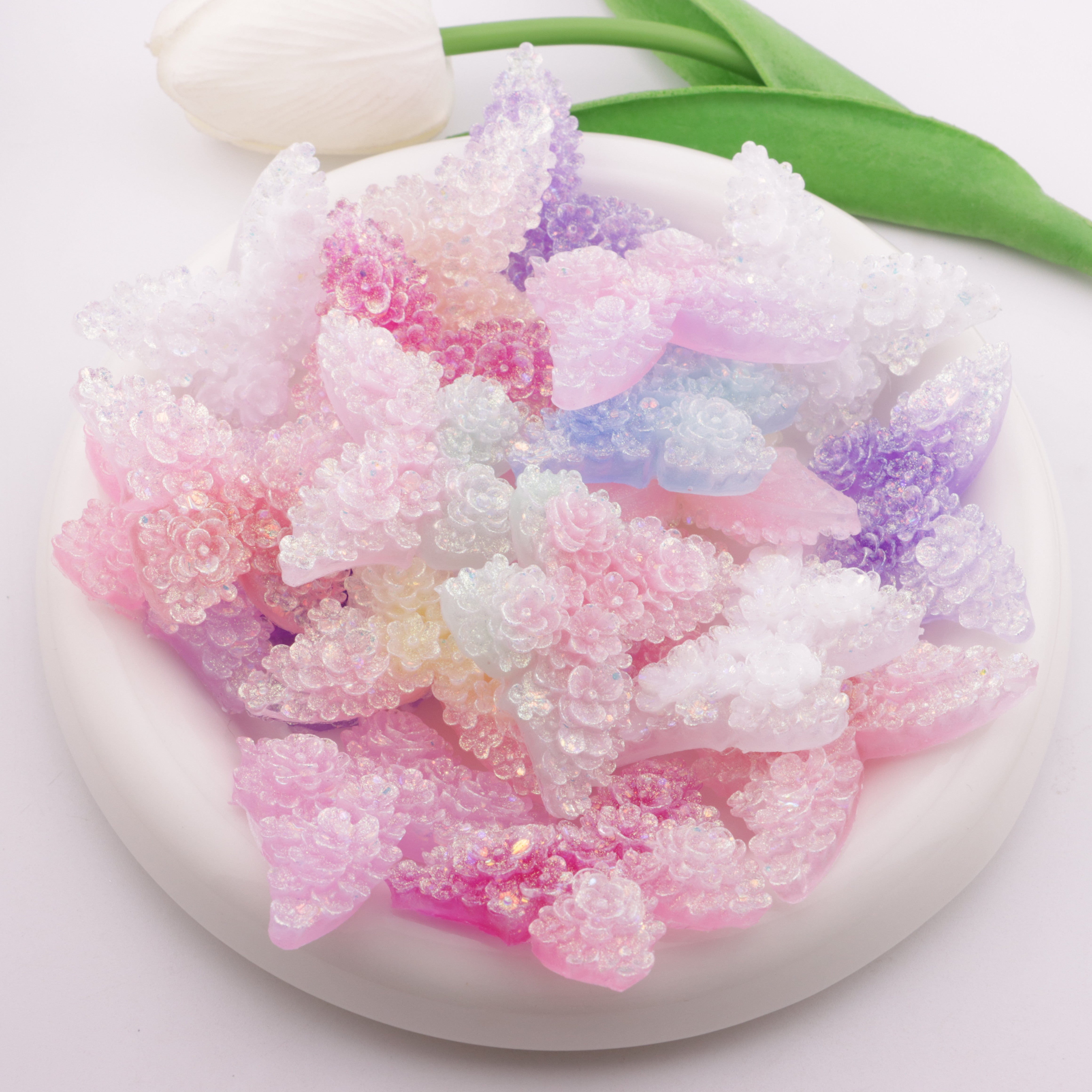 FS5900- 47*33Mm Luminous Flower In Butterfly Charms Glow-In-The-Dark Butterfly With Flower Patches