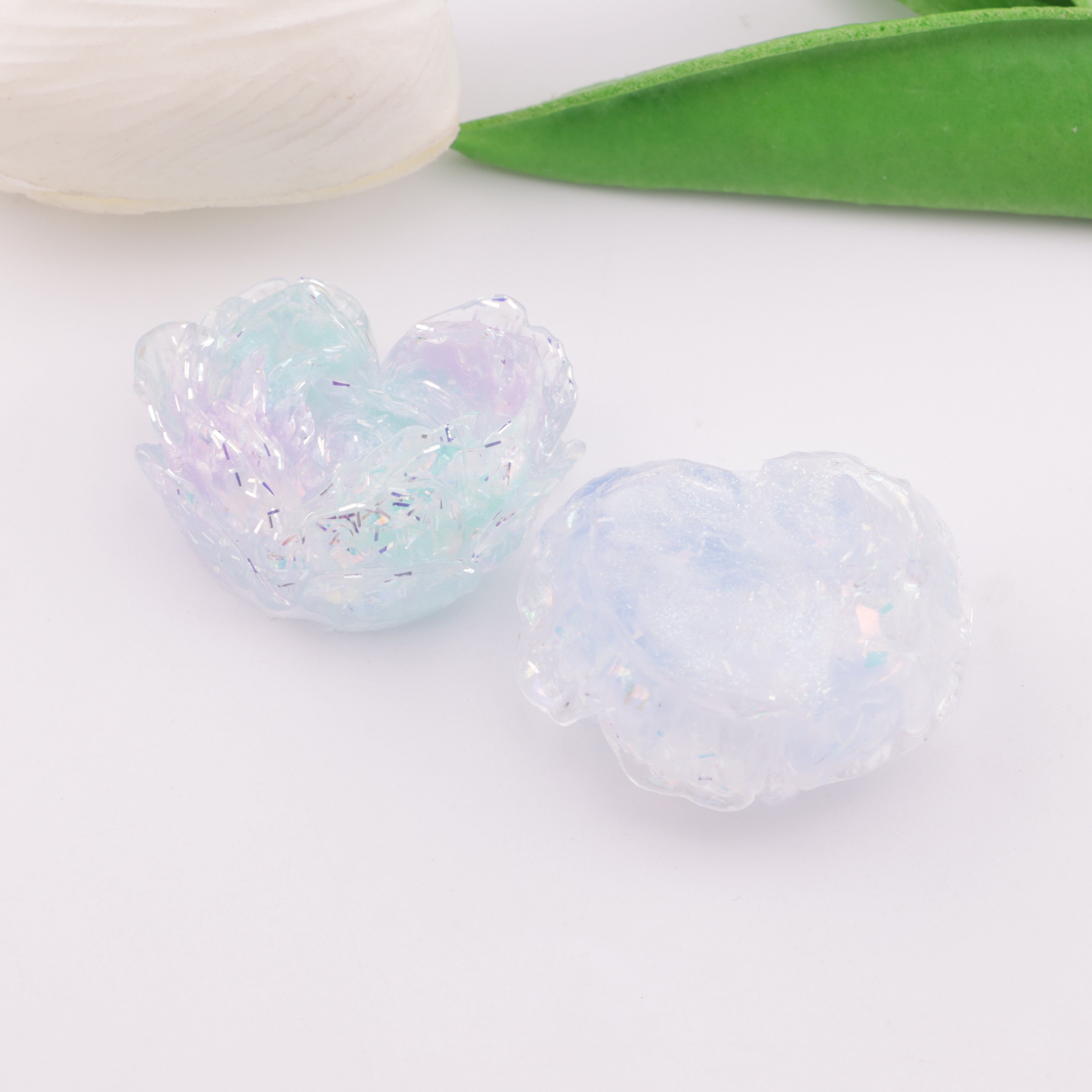 FS5899- 33mm Luminous Heart Soft Flower Charms Glow-In-The-Dark Packaged Soft Flower Patches