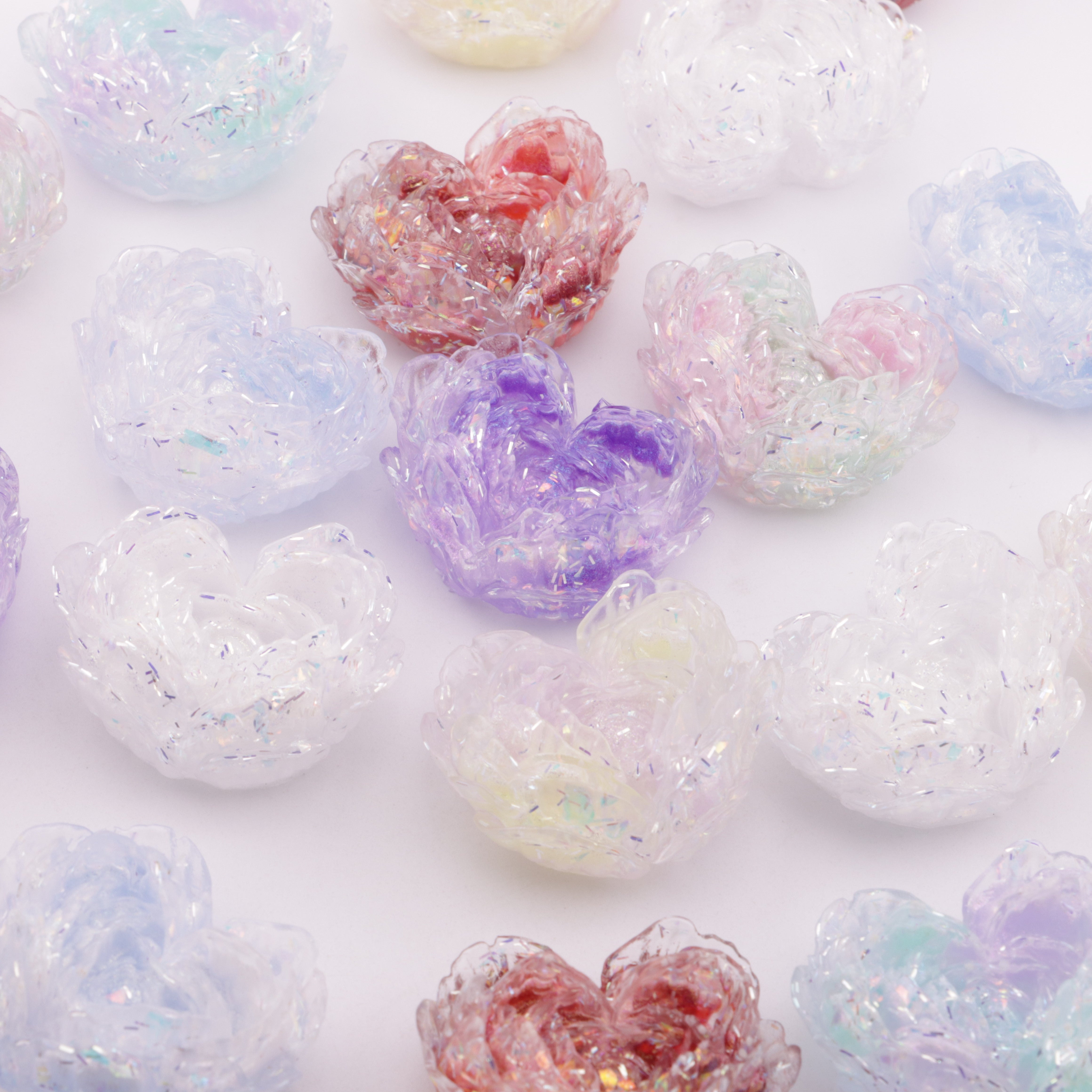 FS5899- 33mm Luminous Heart Soft Flower Charms Glow-In-The-Dark Packaged Soft Flower Patches