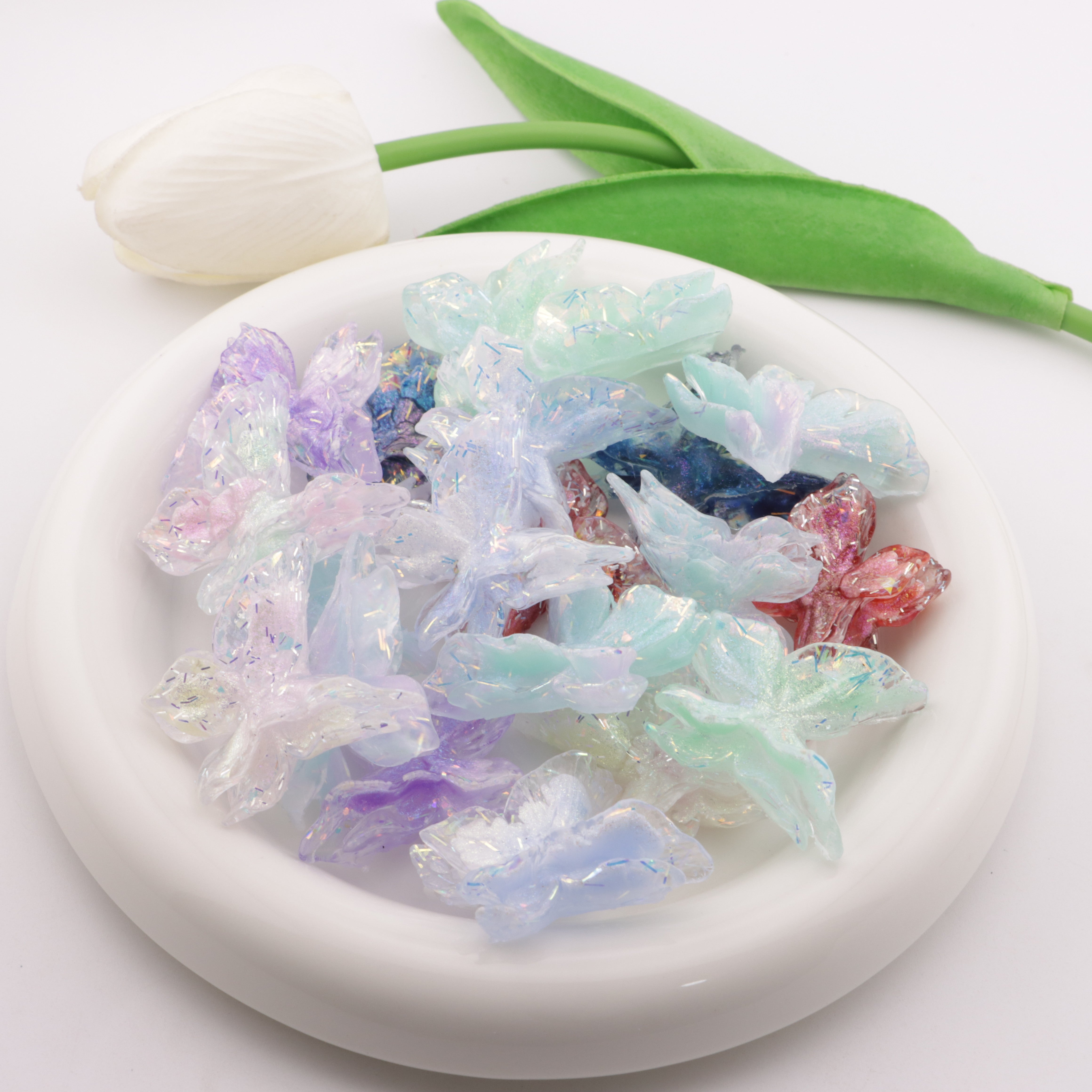 FS5901- 33mm 2 Layer Luminous Soft Butterfly Charms Double - Layer Luminous Soft Butterfly Patches