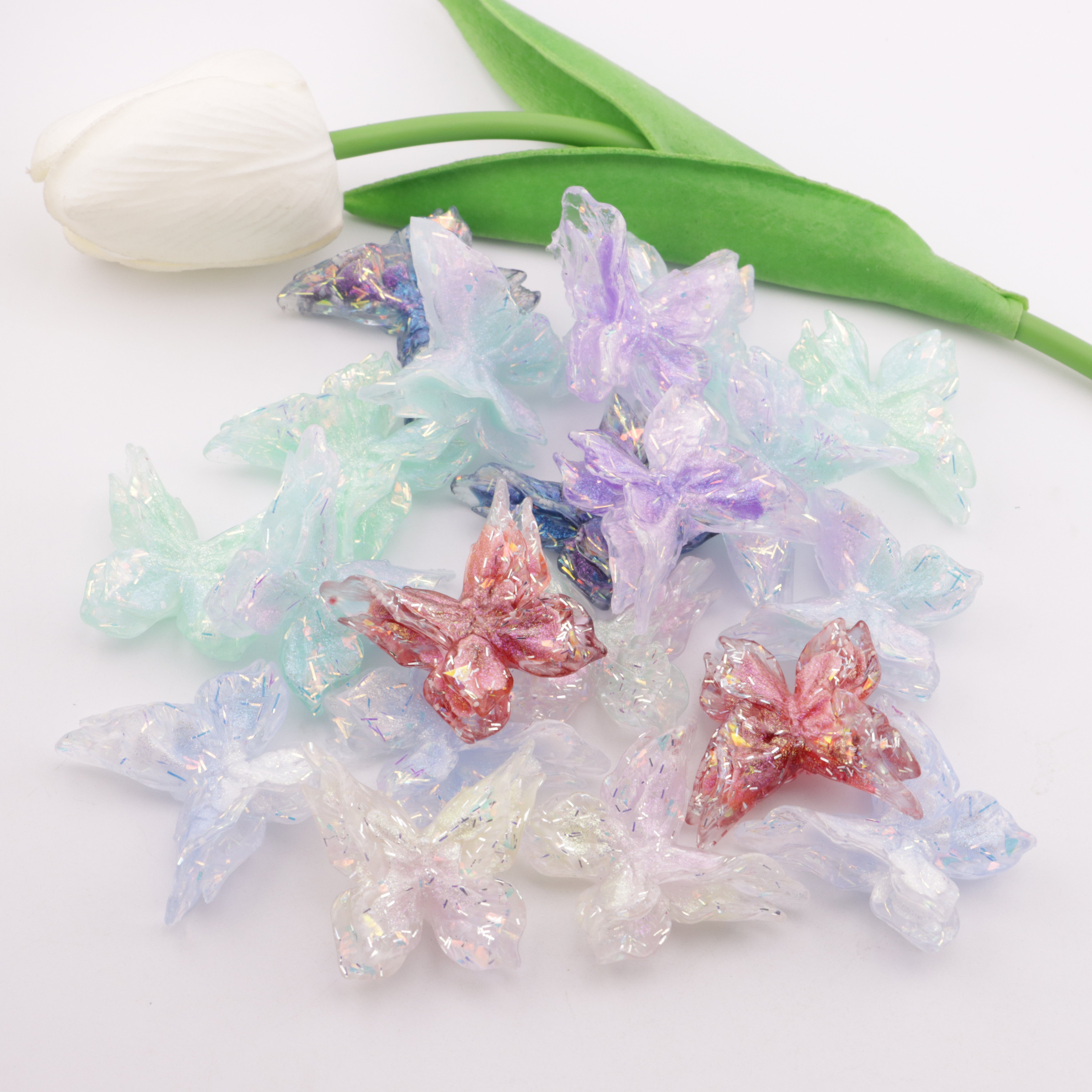 FS5901- 33mm 2 Layer Luminous Soft Butterfly Charms Double - Layer Luminous Soft Butterfly Patches