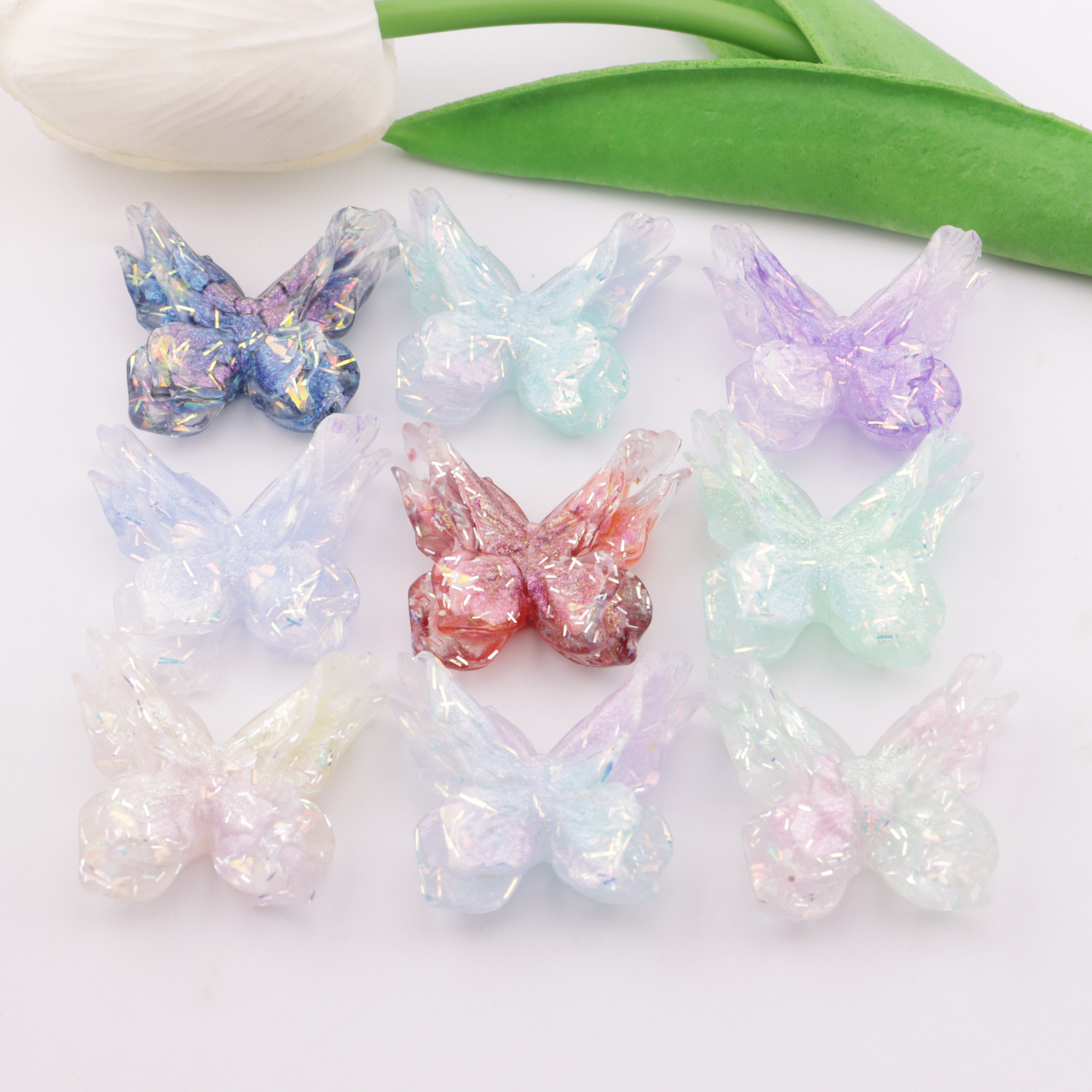 FS5901- 33mm 2 Layer Luminous Soft Butterfly Charms Double - Layer Luminous Soft Butterfly Patches