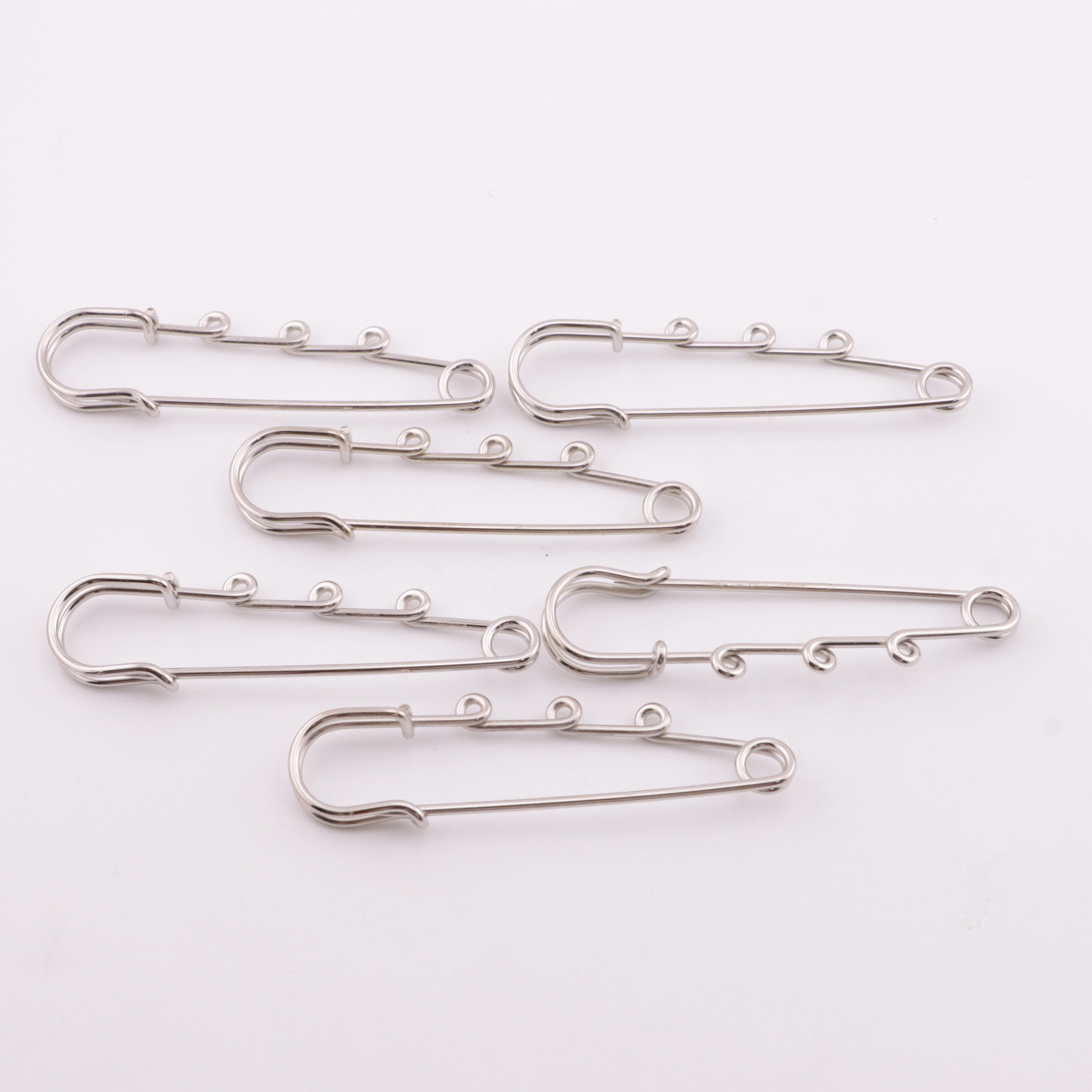 FS5866- 6.5cm Big Size Silver Pins With Four Hanging Holes