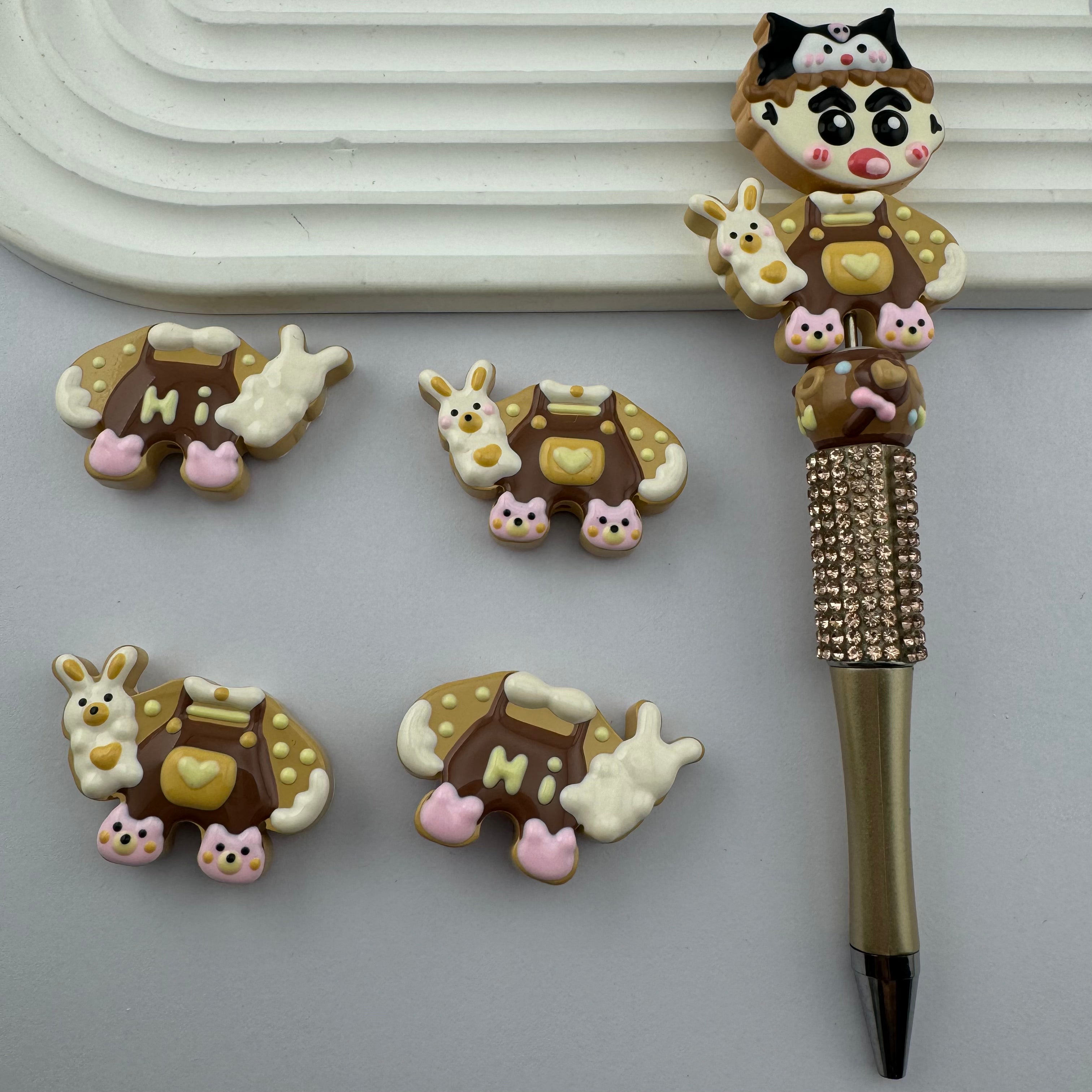 Brown Cloth Painted Beads Fit For Beadable Pen