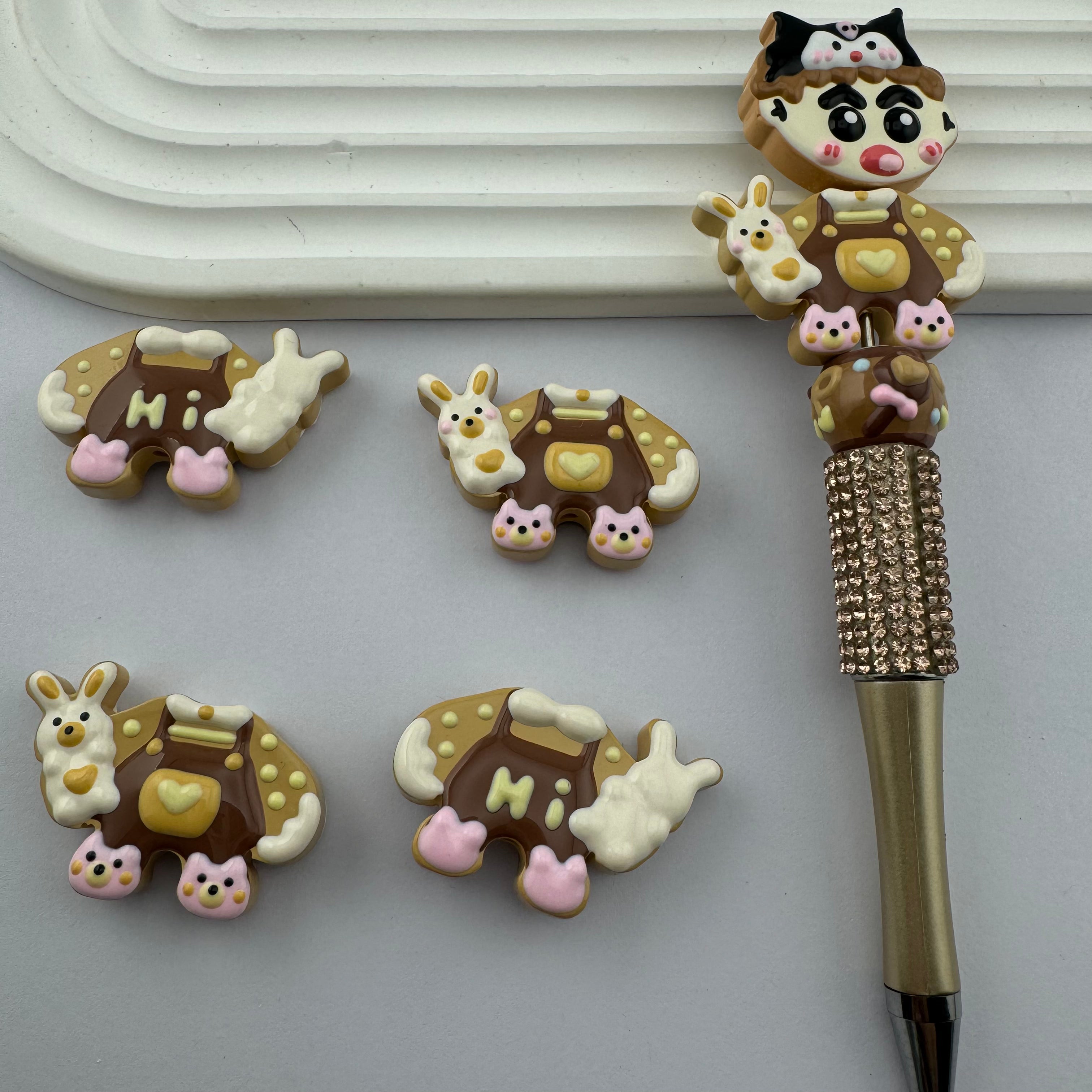 Brown Cloth Painted Beads Fit For Beadable Pen