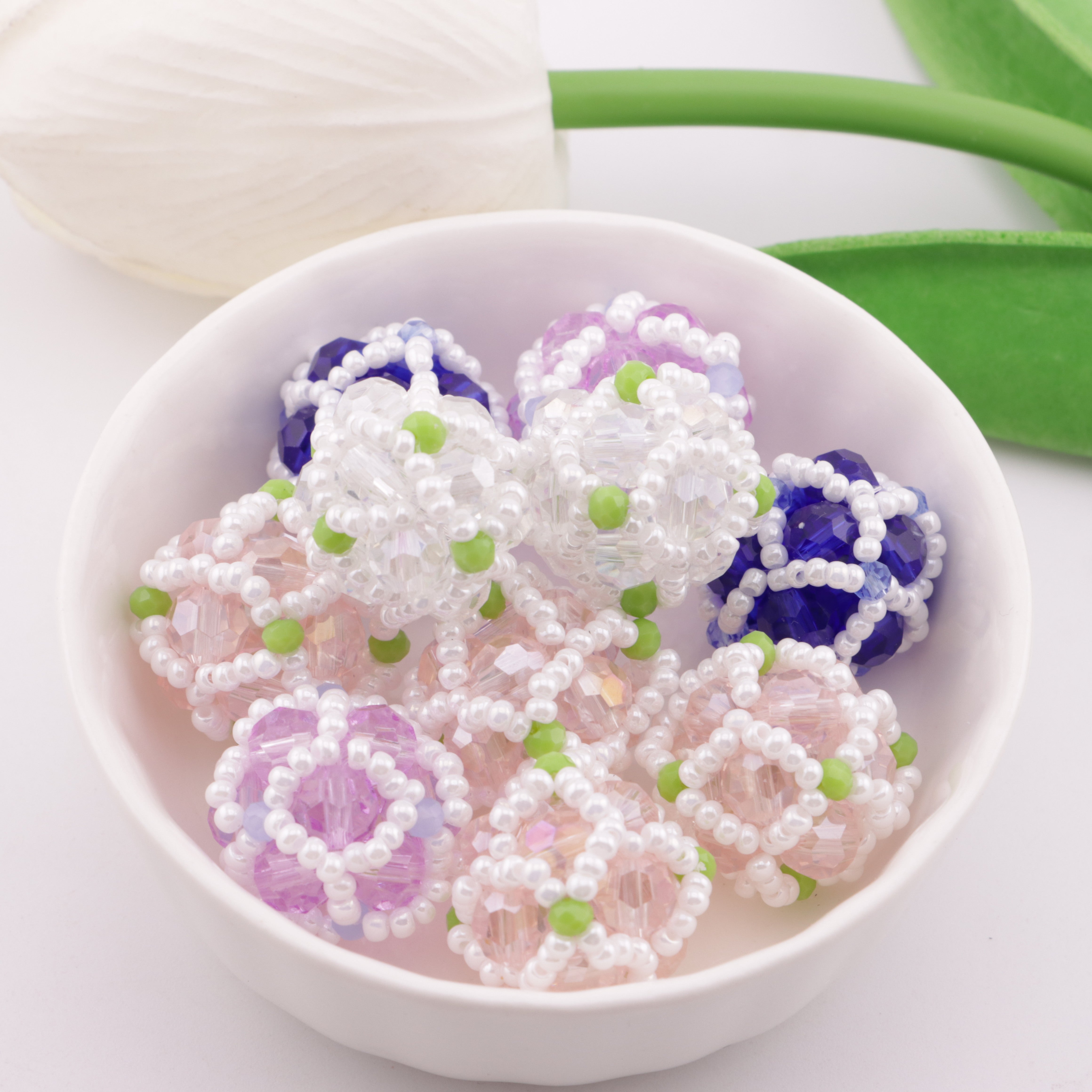 FS0581- 18mm Random Mixed Handmade Glass Beads, Hand-Woven Glass Beads, Pearl Beads