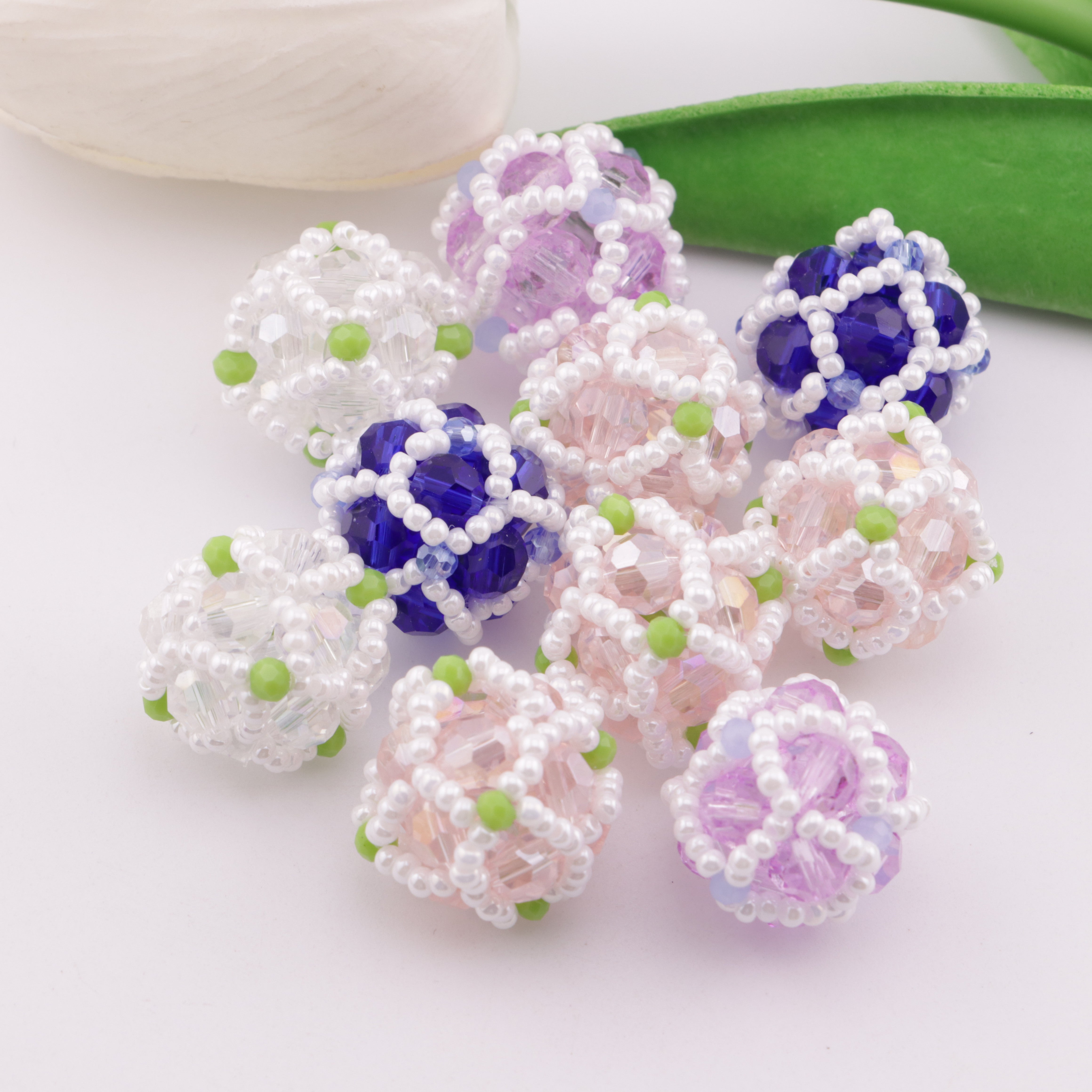 FS0581- 18mm Random Mixed Handmade Glass Beads, Hand-Woven Glass Beads, Pearl Beads