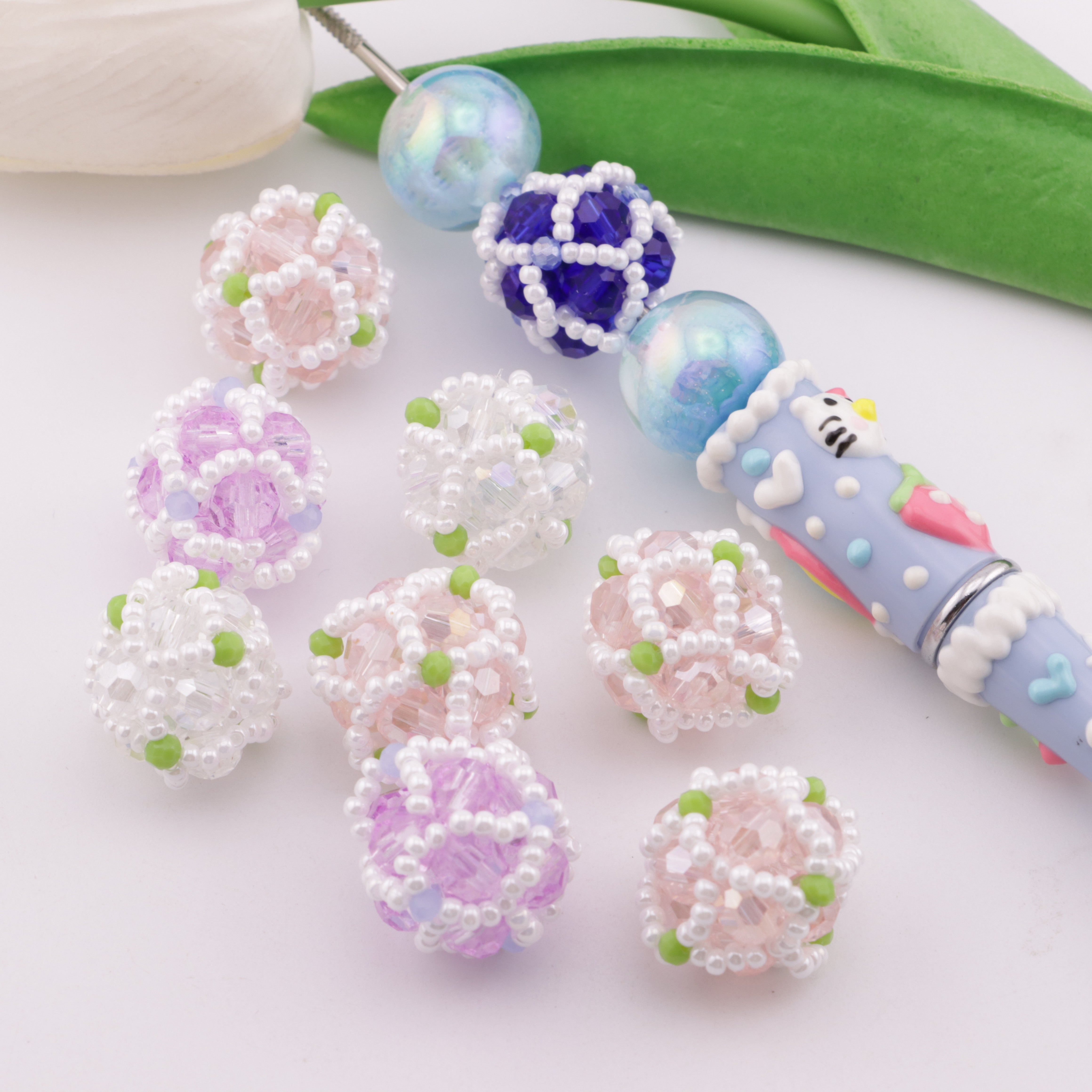 FS0581- 18mm Random Mixed Handmade Glass Beads, Hand-Woven Glass Beads, Pearl Beads