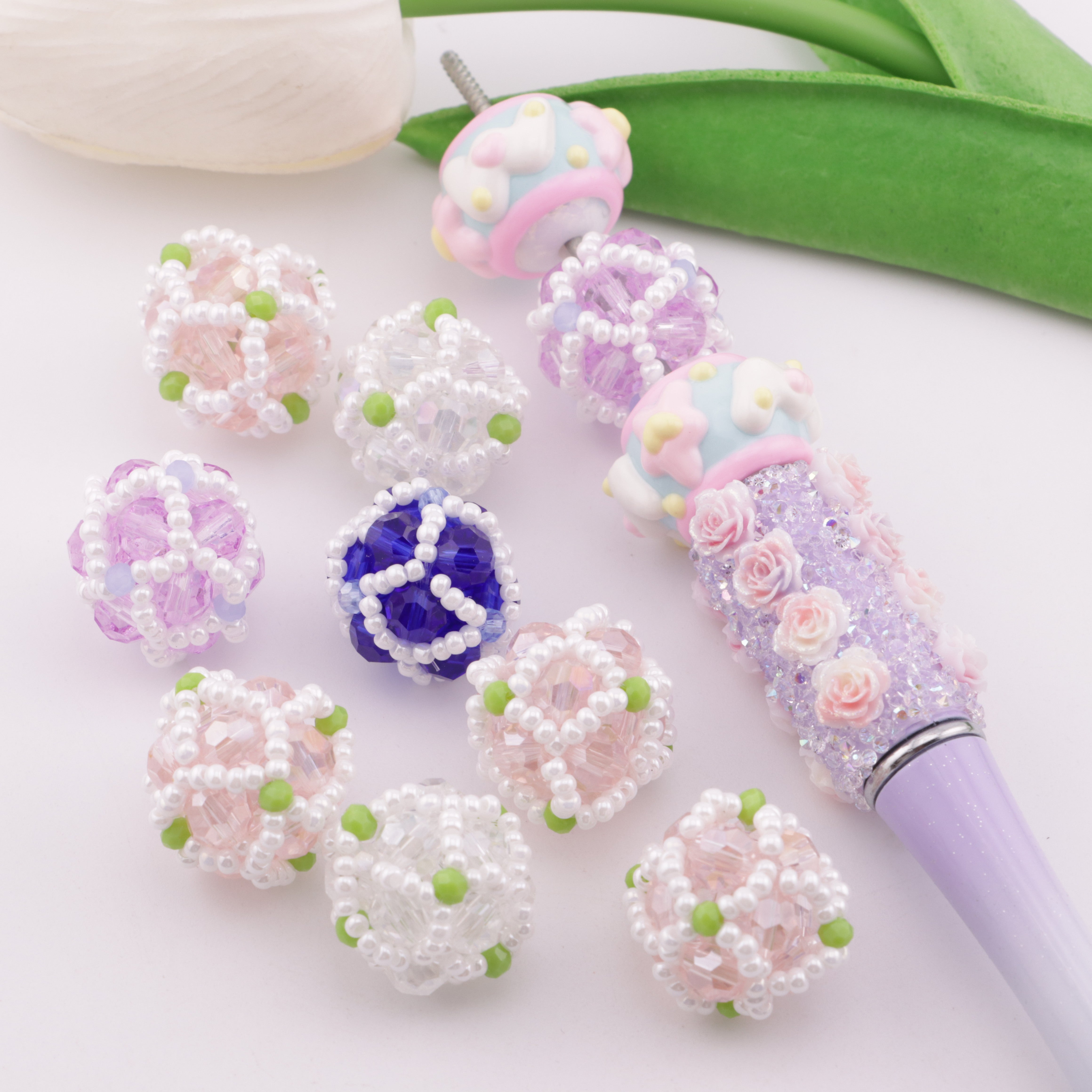 FS0581- 18mm Random Mixed Handmade Glass Beads, Hand-Woven Glass Beads, Pearl Beads
