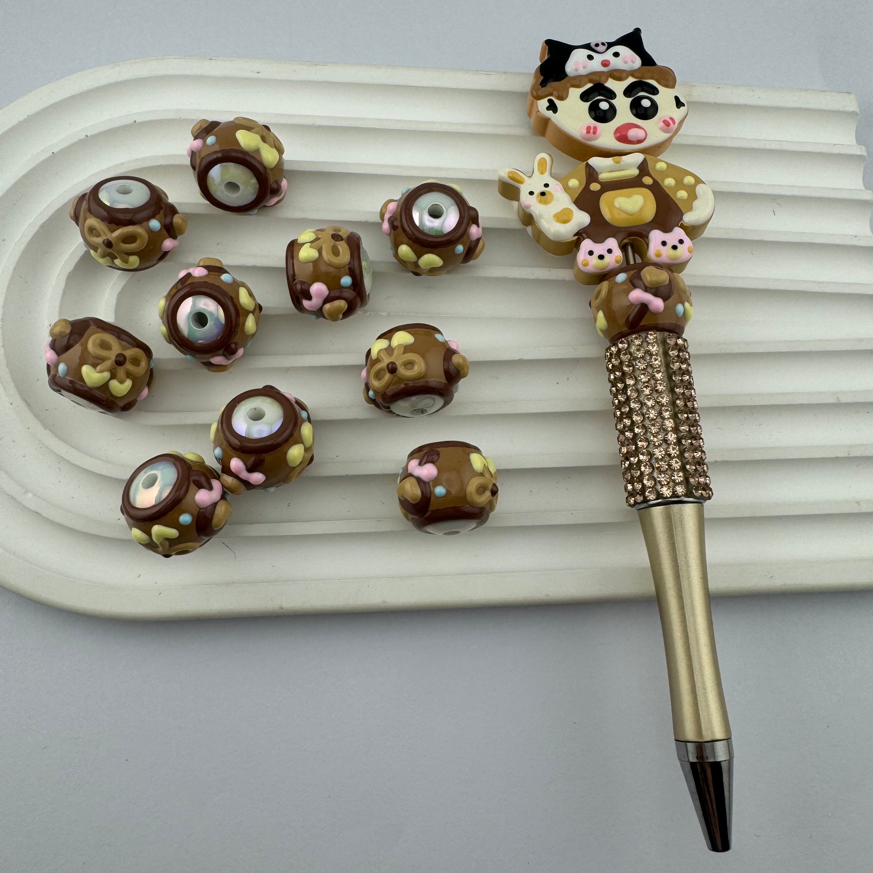 16MM Brown Handpainted Beads Fit For Beadable Pens