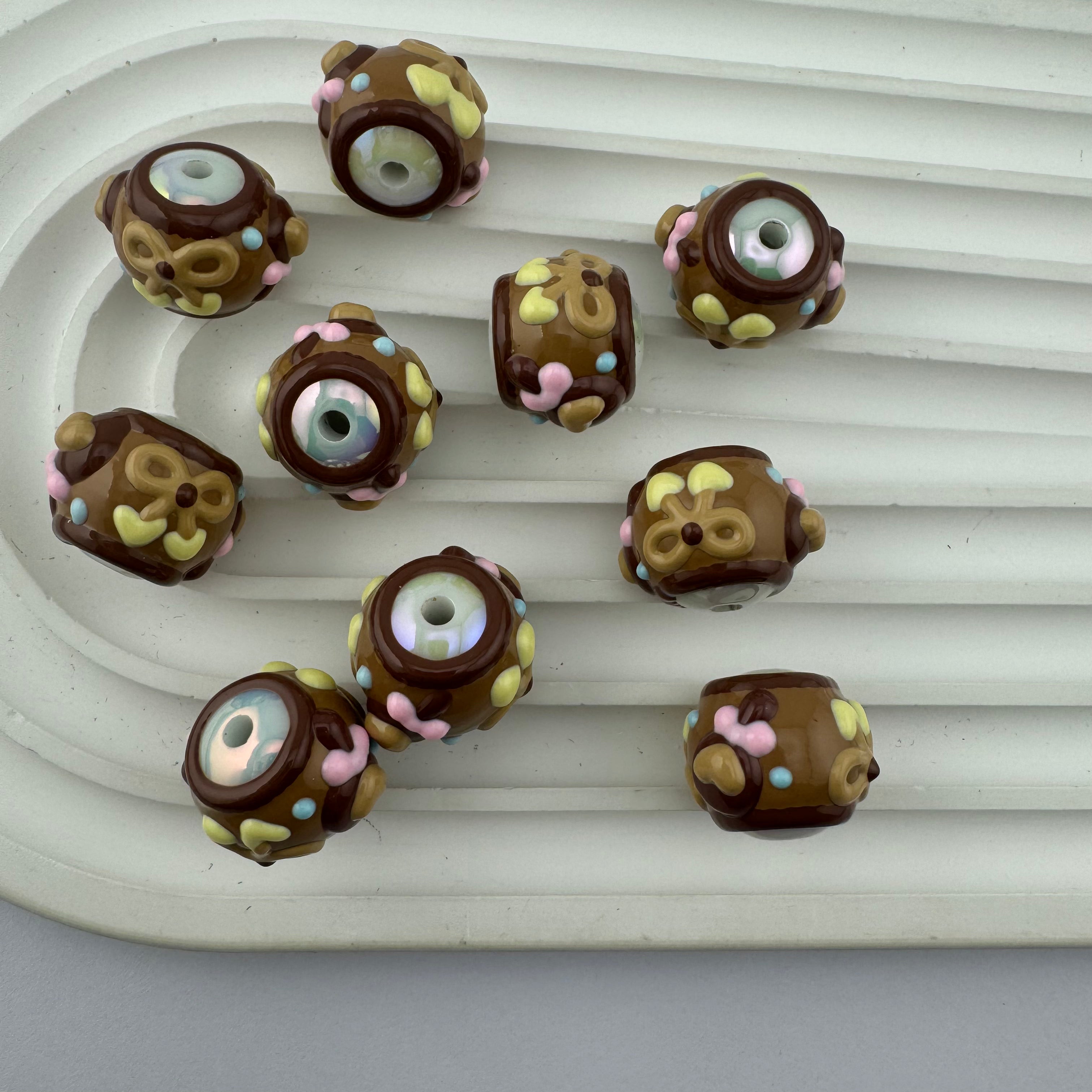 16MM Brown Handpainted Beads Fit For Beadable Pens