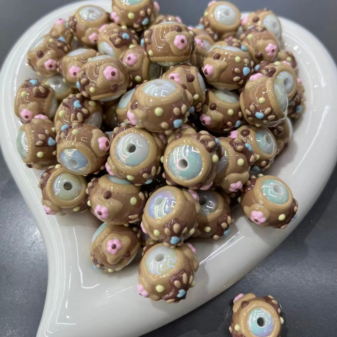 16MM Brown Handpainted Beads Fit For Beadable Pens