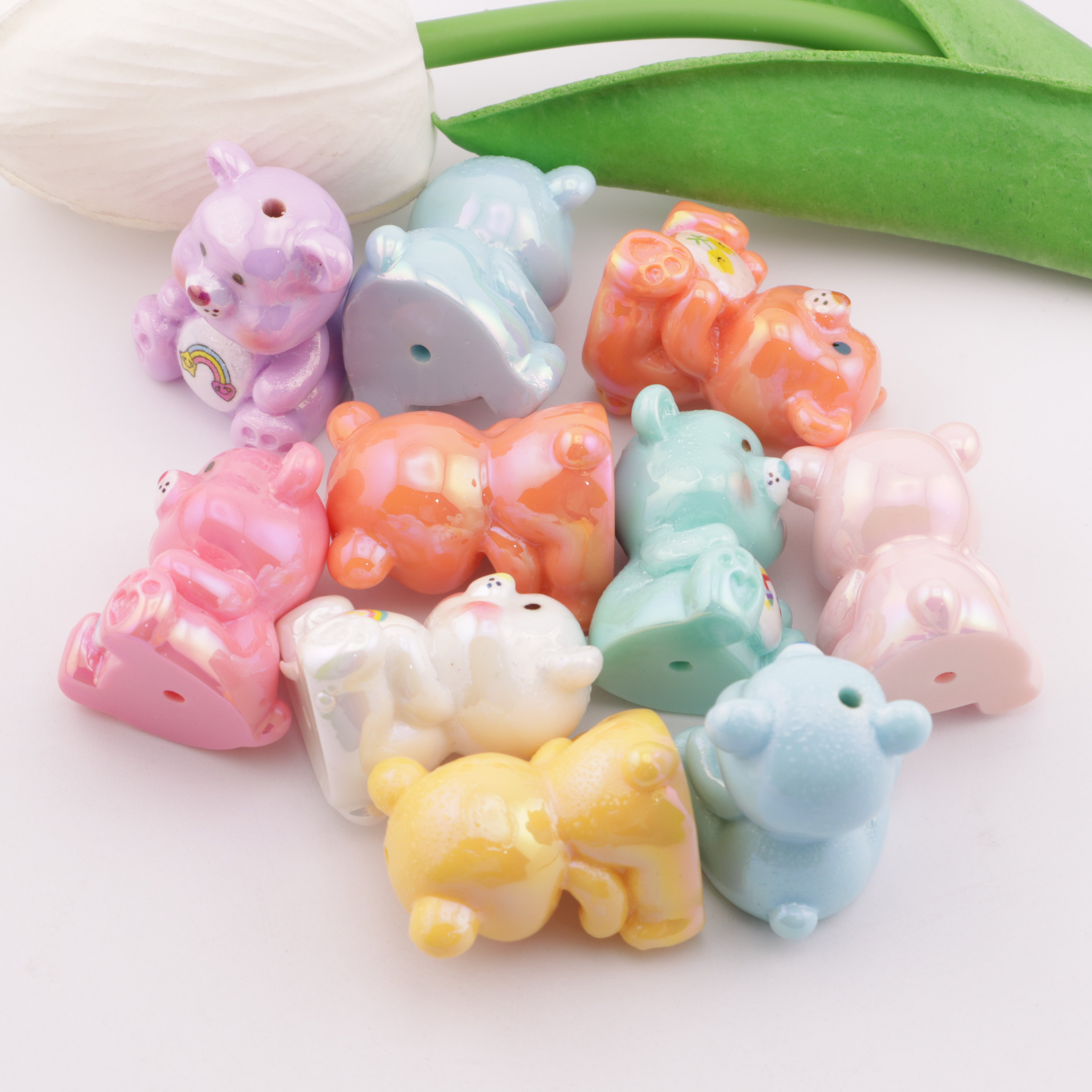 FS5793- 28mm Uv Rainbows Bear Beads Rainbow Bear Beads Fit For Pen