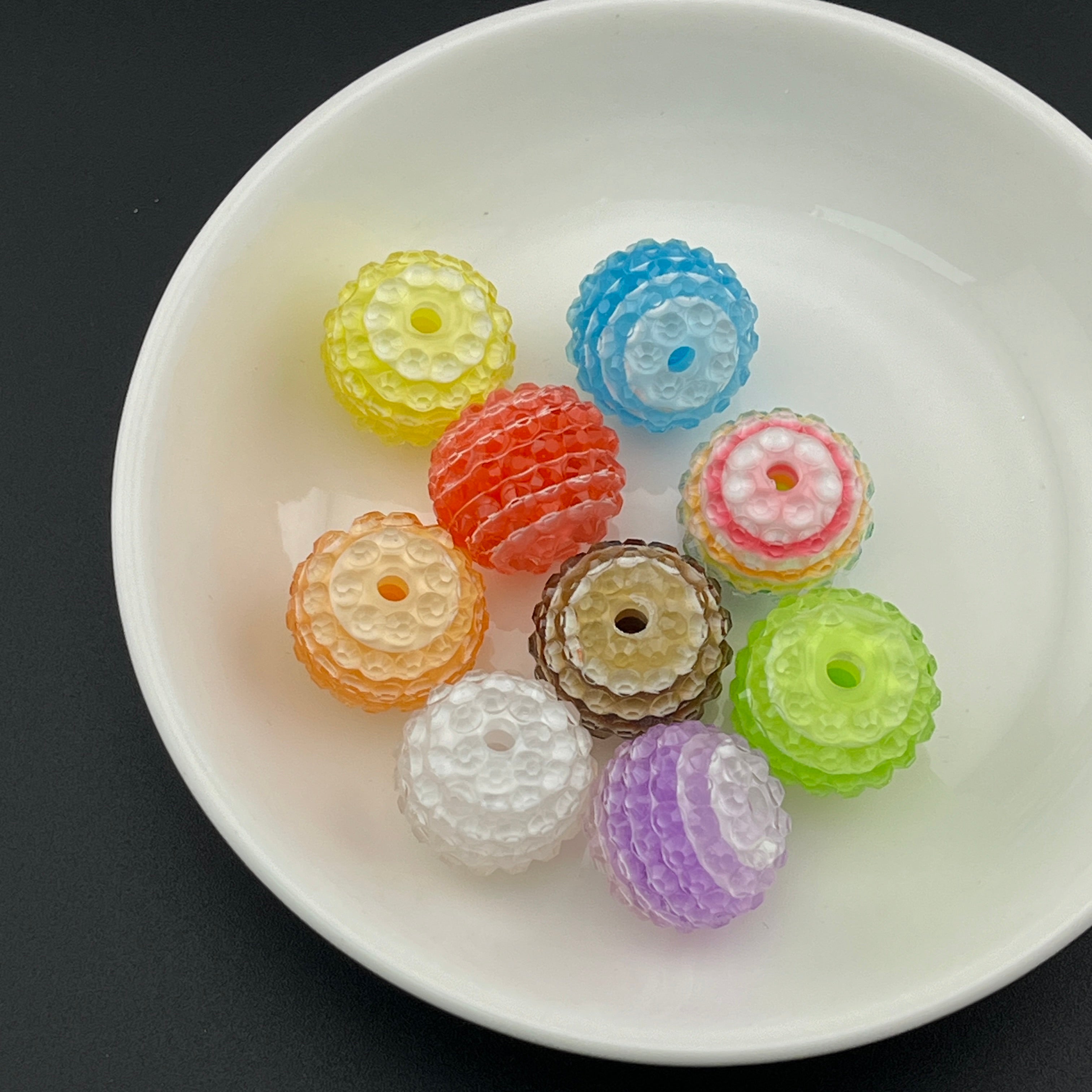 Mixed Color Striped Rainbow  Resin Beads Fit For Beadable Pens