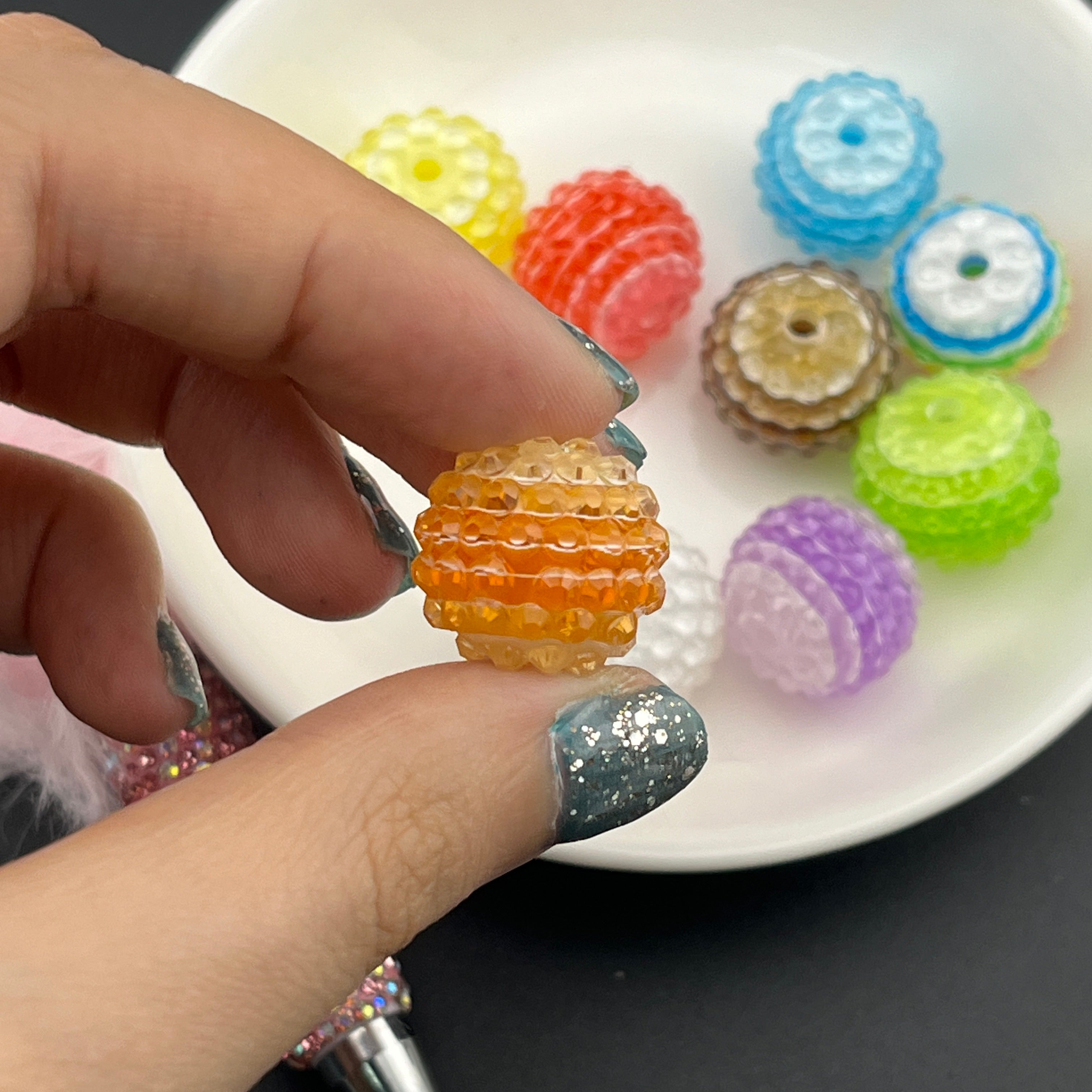 Mixed Color Striped Rainbow  Resin Beads Fit For Beadable Pens